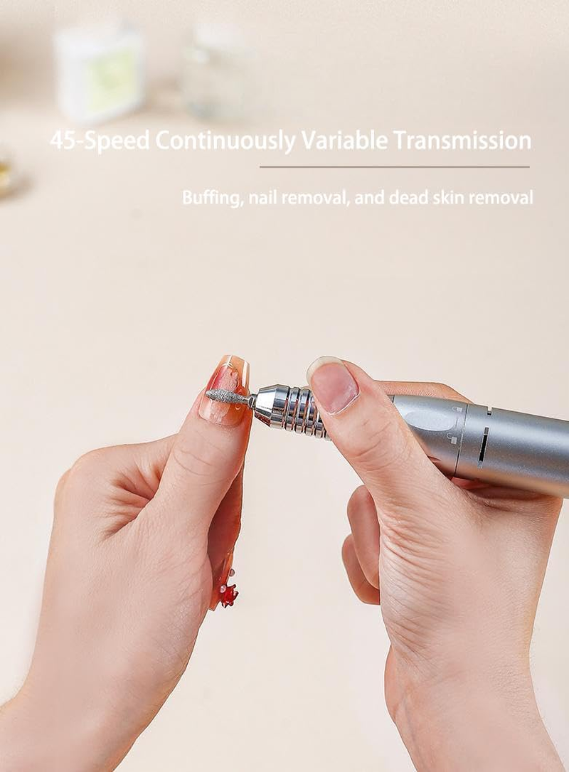 Portable Nail Drill Machine, 45000 RPM High - Speed Electric Nail File with 45 Adjustable Speeds, Rechargeable & Wireless, Low Noise for Manicure Pedicure Polishing Shaping image number 6