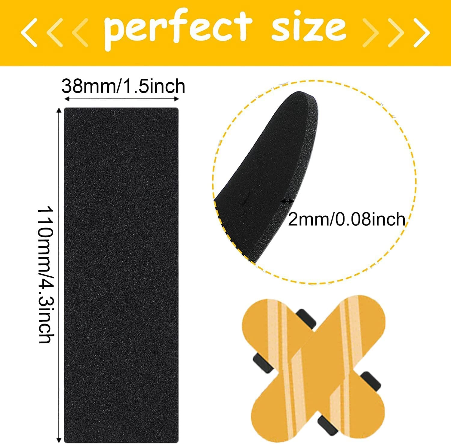 24 Pieces Fingerboard Grip Tape - Black Non Slip Foam Grip Tape for Mini Fingerboards image number 2