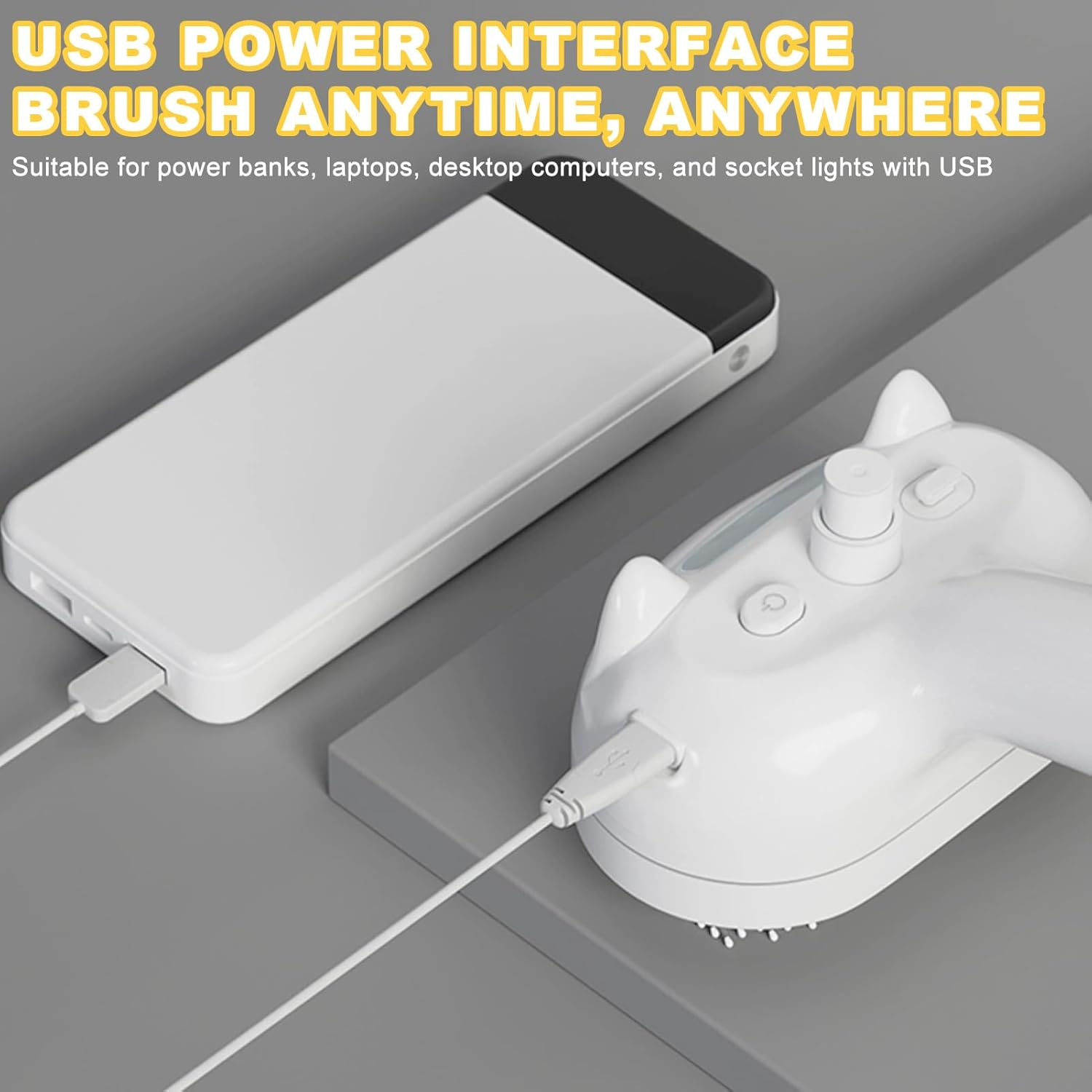 Cat Brush with Steam, Cat Steam Brush, Pet Spray Massage Comb 3-In-1 Steam Brush for Pet Massage, Cleaning, Hair Removal and Antibacterial, Beautiful Hair Care (White) image number 4