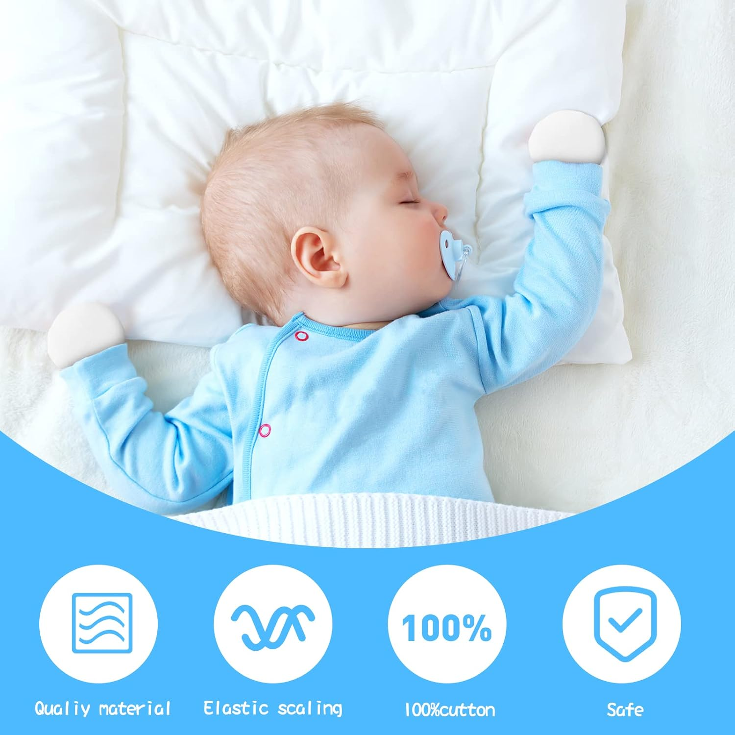 Liwely 12 Pairs Unisex-Baby No Scratch Mittens, 100% Cotton, Solid White image number 5