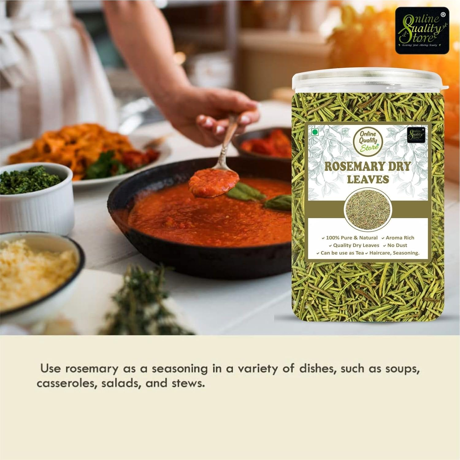 Online Quality Store Rosemary Dry Leaves - 100G | for Hair Growth & Rosemary Tea Leaves | Rosemary Herbal Tea image number 4