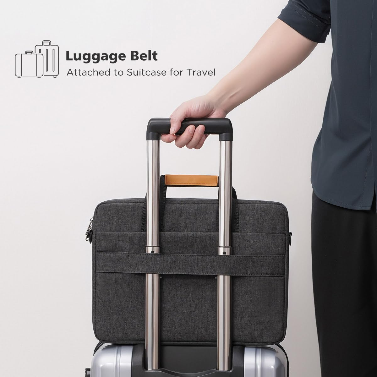 NIDOO Laptop Shoulder Bag 14 Inch Sleeve Case Compatible with 14" Lenovo Thinkpad E14 T14 / Ideapad Flex 5/15" Macbook Air M2 M3 / Microsoft/Hp Elitebook 840 Computer Messenger Bag Briefcase image number 2