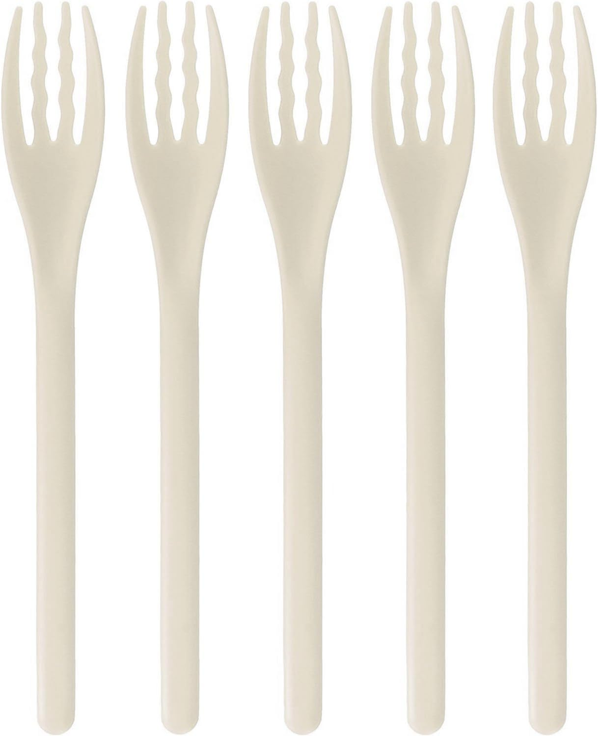 Nagao Heat Resistant Plastic Soft Fork Set of 5 White Dishwasher Safe Made in Japan image number 5