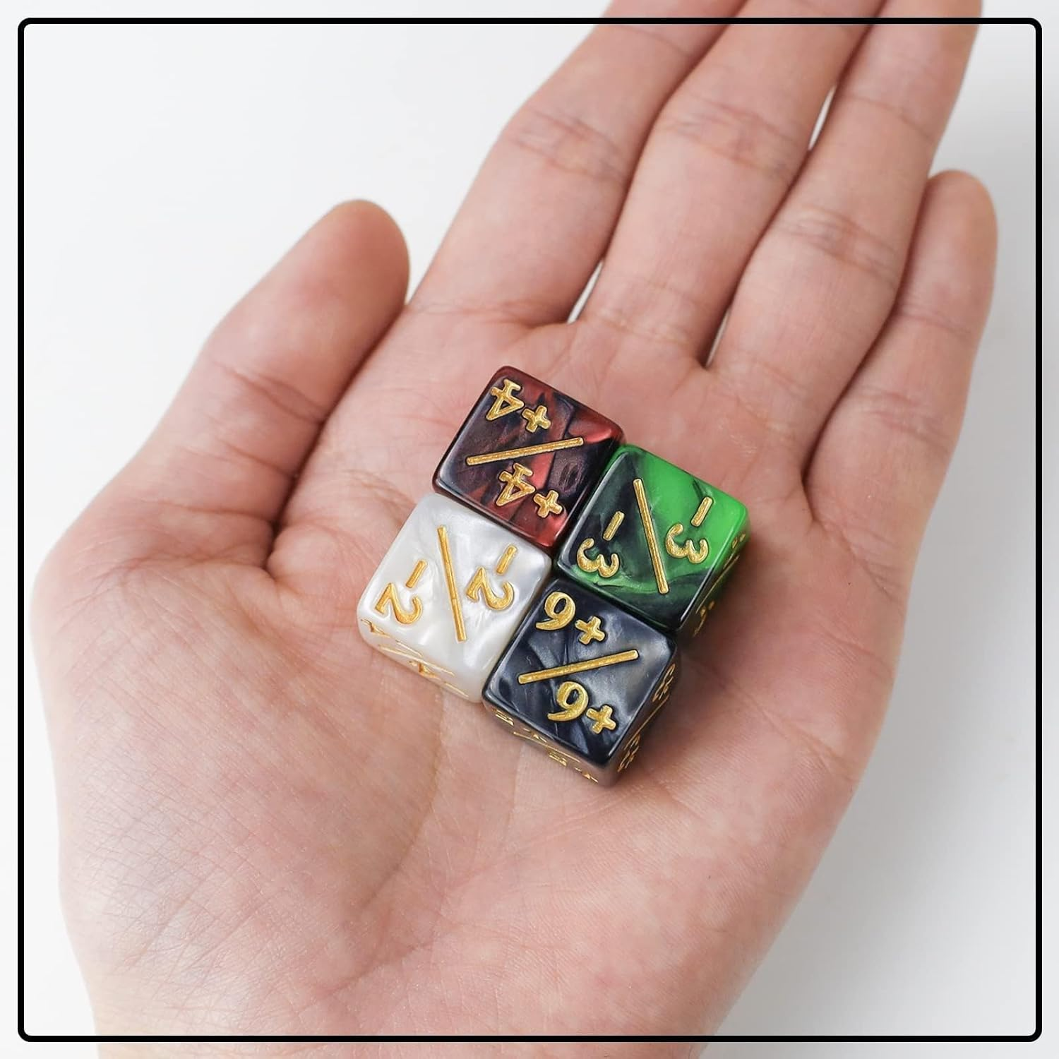 48 Pieces MTG Dice Counters Token Dice, Magic the Gathering Glitter Sparkle Dice, Loyalty Dice Starry Marble D6 Dice Cube Compatible with MTG, CCG, Card Gaming Accessory, 4 Colors image number 1