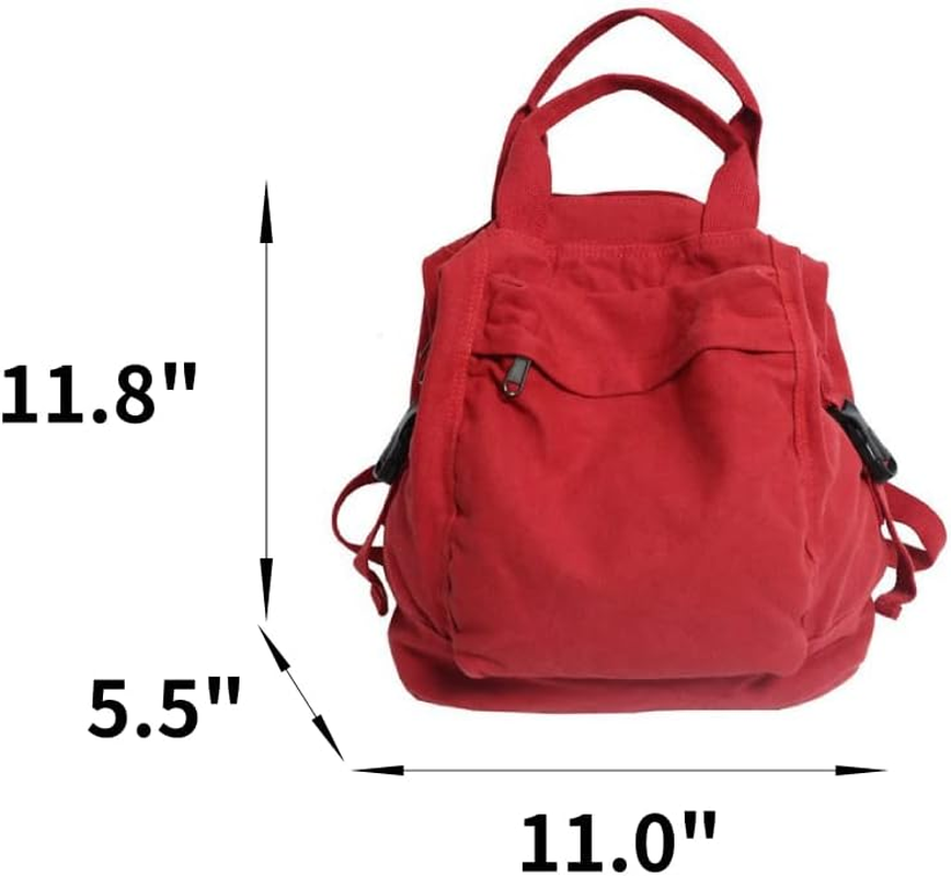 Small Boho Canvas Backpack for Women Vintage Style Outdoor Travel Bag Casual Daypack Grunge Aesthetic Hippie Y2K Backpack - Black image number 7