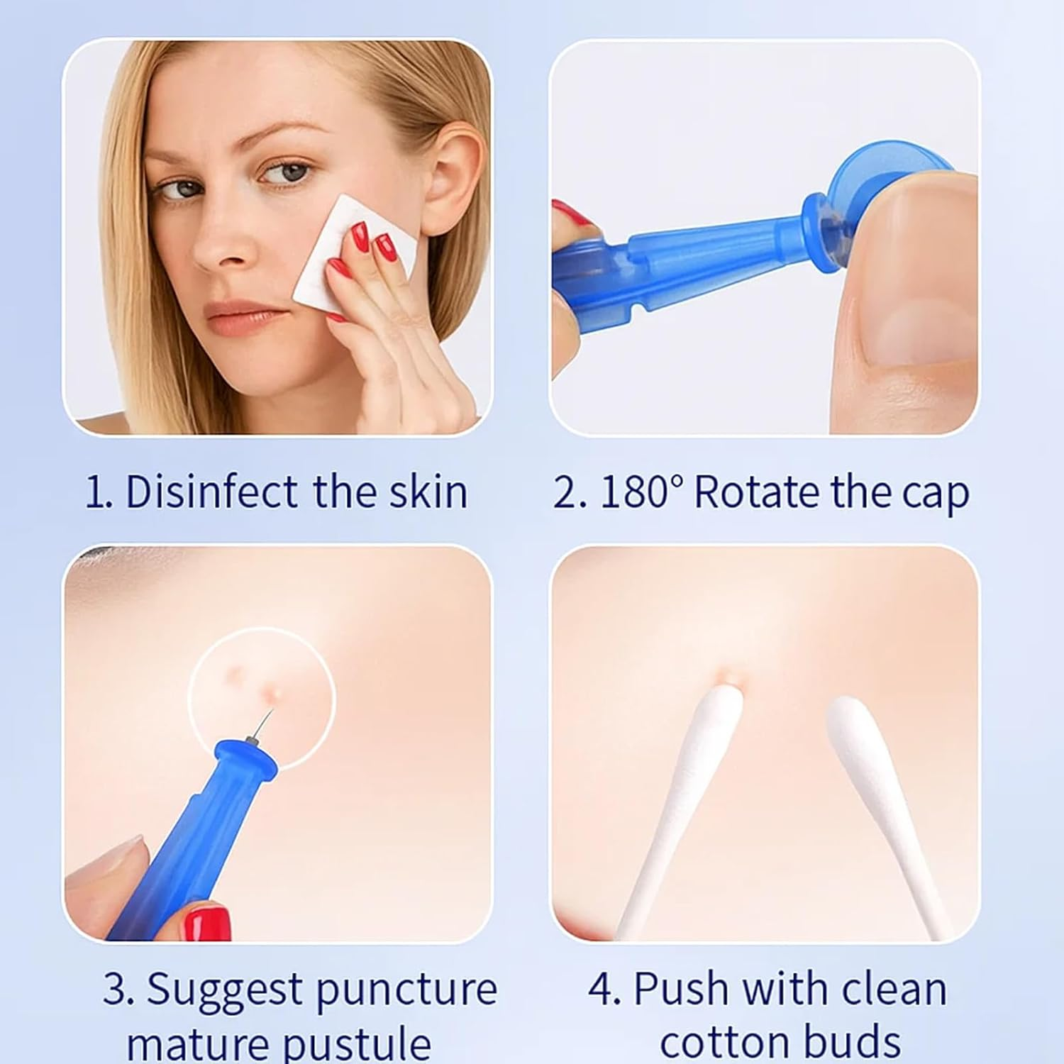 100 Pieces Blackhead Remover Tool, 2 Boxes Pimple Popper Kit, Skin Care Tools for Blackhead and Pimple Removal, Skin Control and Care Essentials image number 6