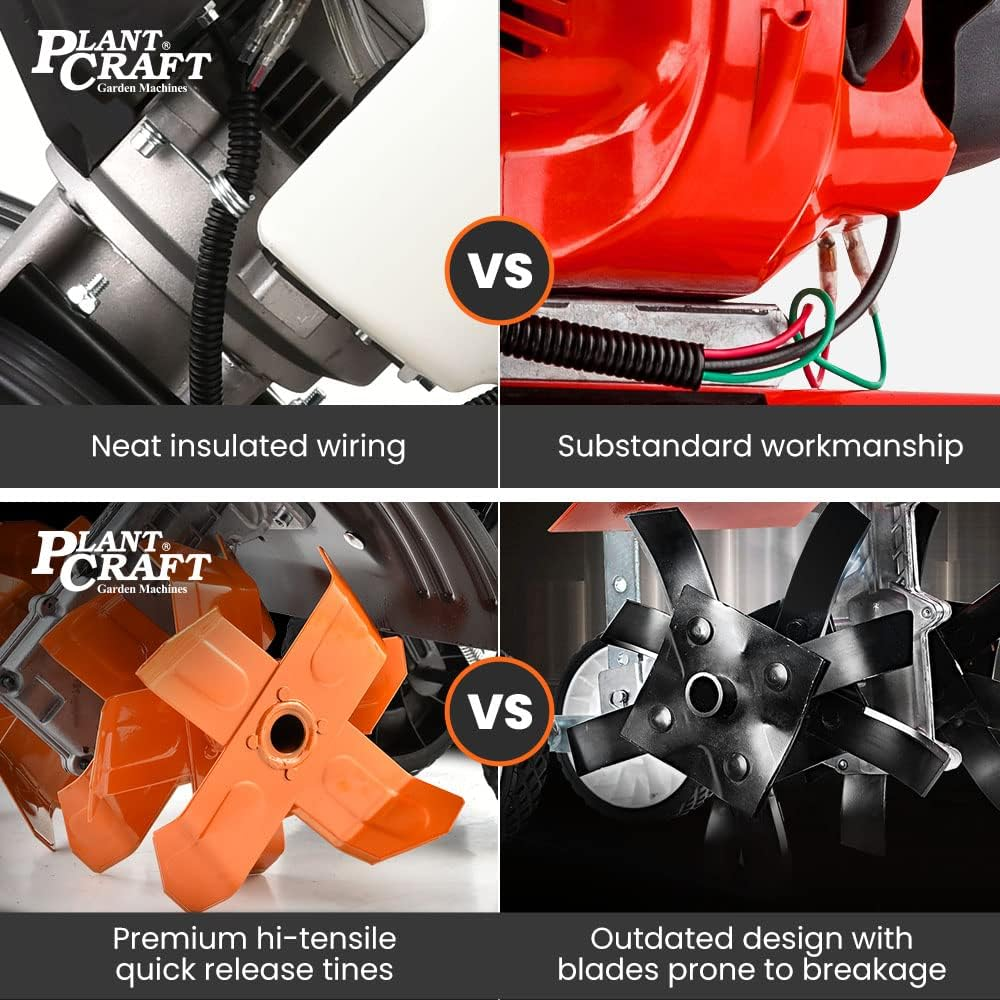 Plantcraft Cultivator Tiller Petrol 46Cc OHV 4-Stroke Engine with 6 Blades, 15 Inch, 24 Tines, Titan 9 image number 1