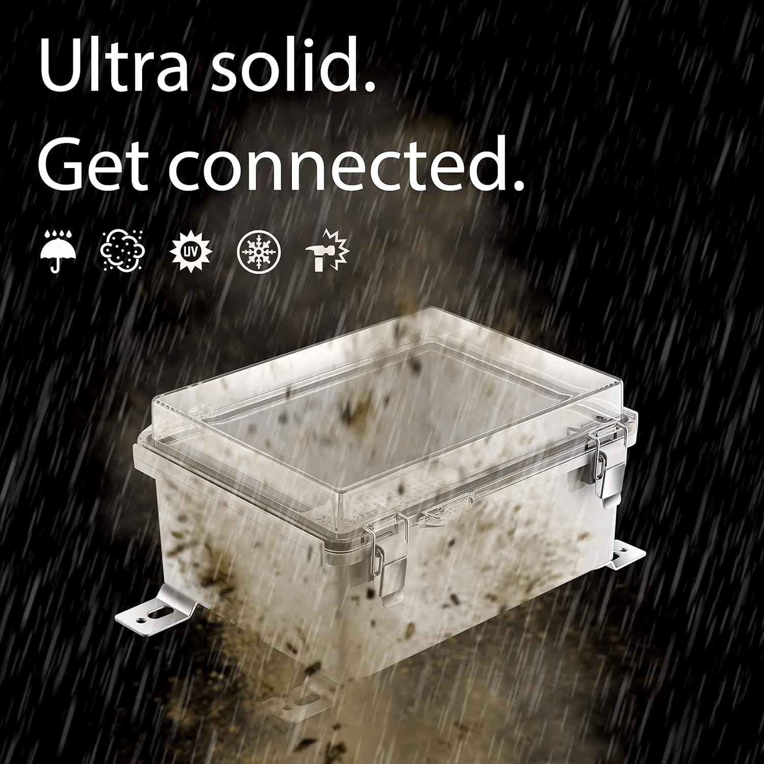 Gratury Junction Box, IP67 Waterproof Plastic Enclosure for Electrical Project, Hinged Transparent Cover, Includes Mounting Plate and Wall Bracket 220&times;170&times;110Mm (8.6"&times;6.7"&times;4.3" TC) image number 6