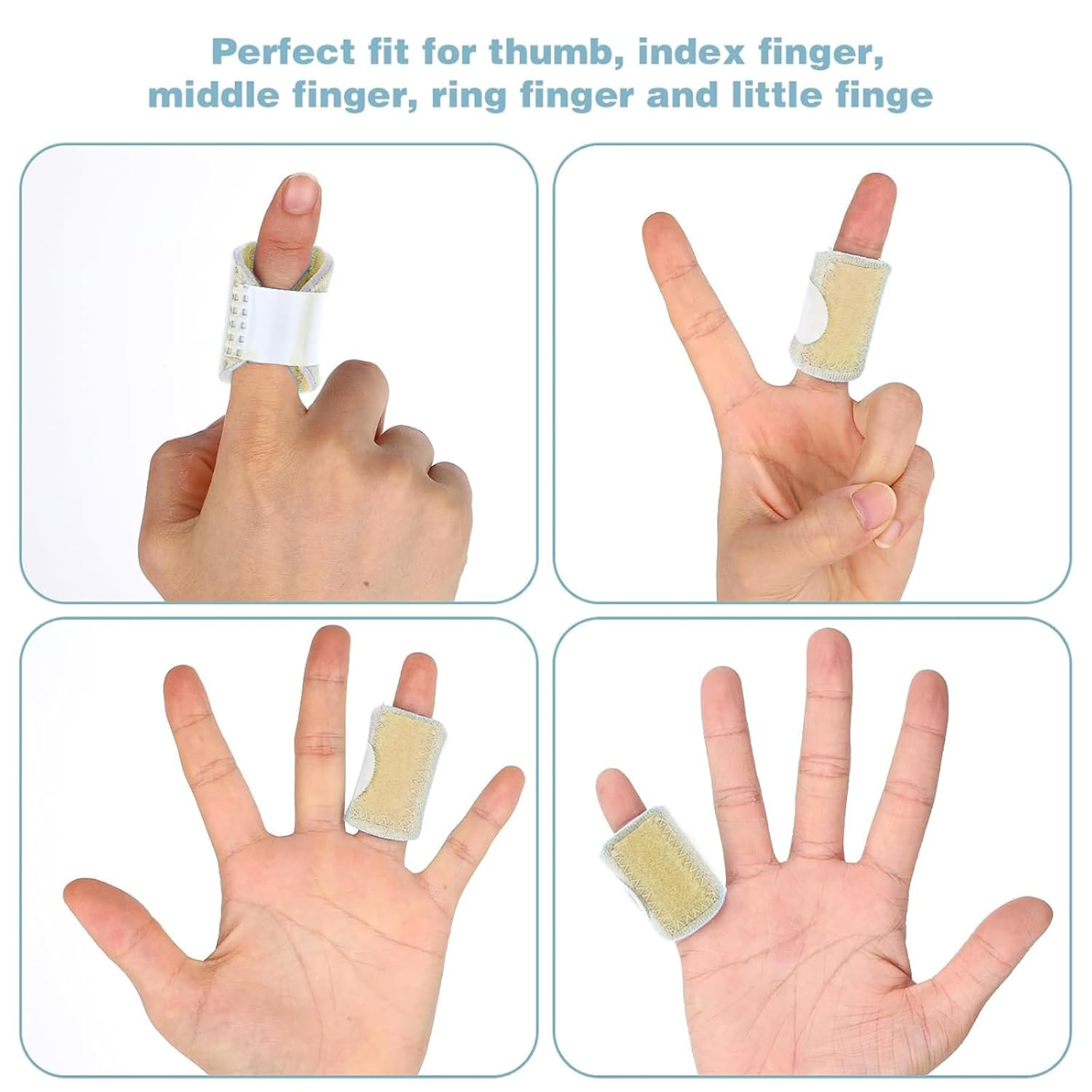 Tavvke 6 Pcs Trigger Finger Splints, Adjustable Single Straps Finger Splint Support Brace Kit for Broken/Straightener/Arthritis, Fits Thumb, Index, Middle, Ring & Pinky (6 Colors) image number 6