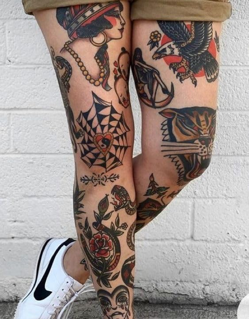 Impressed 48 Sheets Unisex Vintage American Traditional Temporary Tattoos - Small Semi Permanent Blackwork Minimalist Fake Flash Tattoo for Women and Men - Tiny Adult Hand, Sleeve Tat for Teens - Traditional image number 1