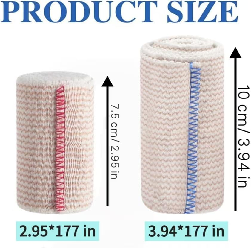 Compression Wrap Bandage with Self-Closure, 4Pcs Elastic Compression Wraps with Closure, Latex-Free Self-Closure Wrap Bandage for Ankle Wrist Knee Foot image number 5