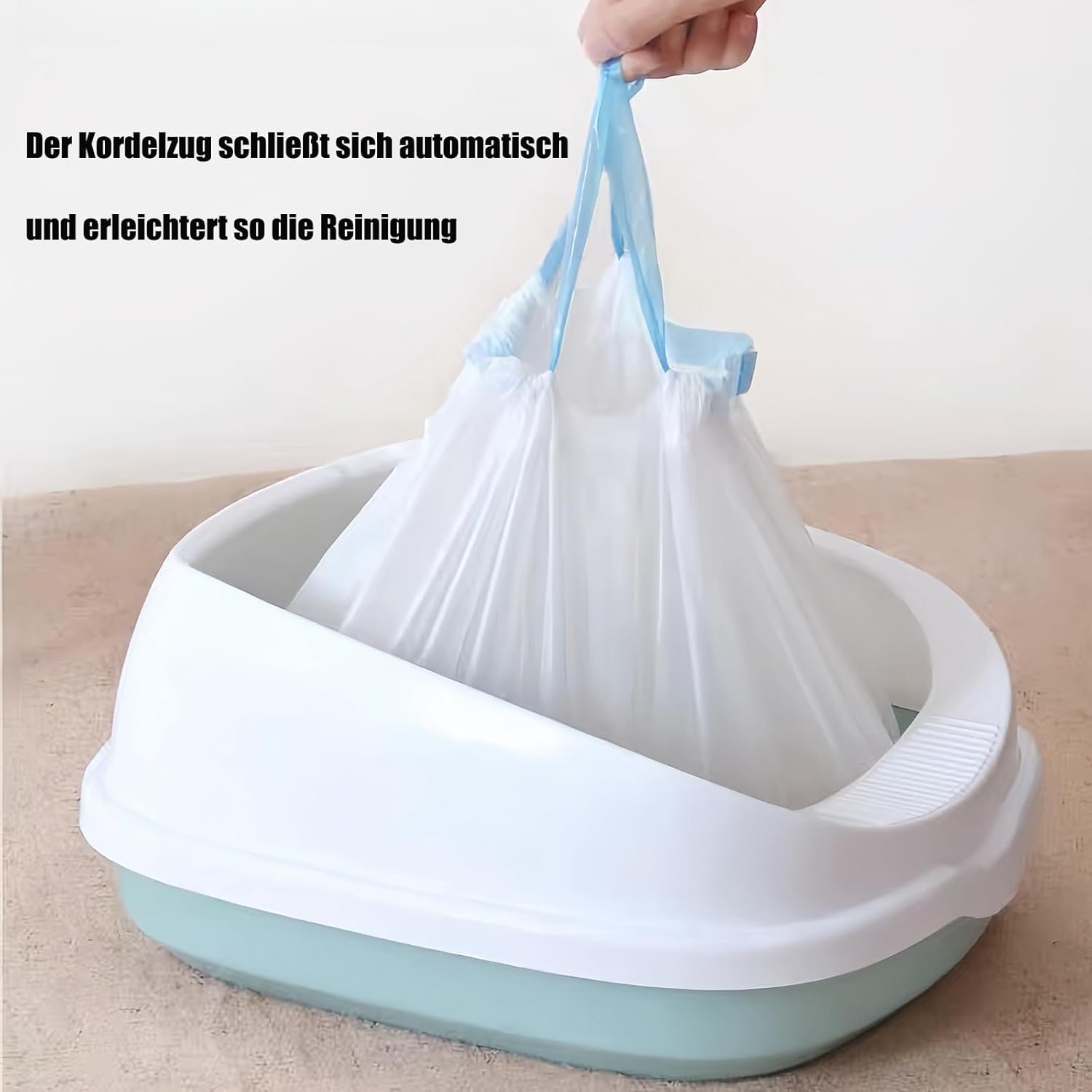 RMAN Pack of 60 Cat Litter Tray Liners Large Cat Litter Tray Bags for Cat Litter Tray 90 X 50 Cm Cat Litter Box Bags with Drawstrings Biodegradable Durable Liquid-Proof 4 Rolls image number 4