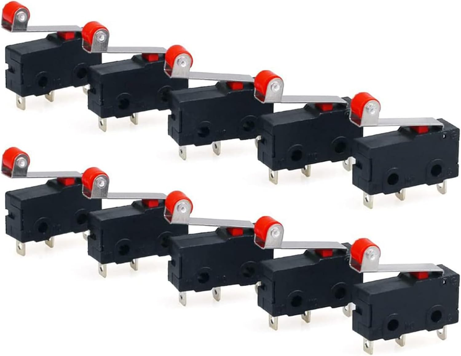 DIGISHUO 10Pcs Micro Limit Switch KW12-3 AC 250V 5A SPDT 1NO 1NC Micro Switch Normally Open Close Limit Switch with Roller Lever Arm Black (10Pcs KW12-3) image number 6