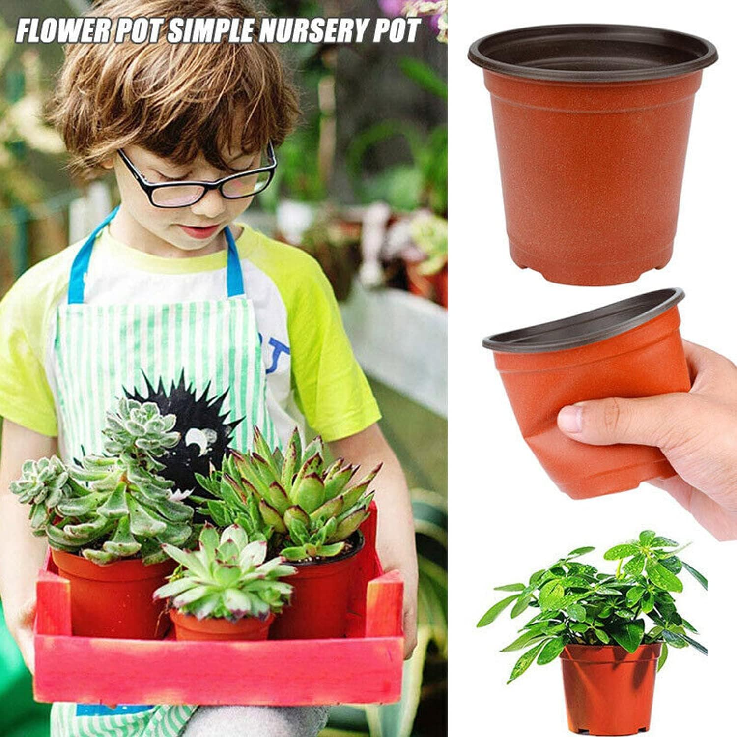Yotsuba Plastic Plant Flower Garden Pots, 100 Pcs Nursery Seedlings Pot Growing Container image number 3