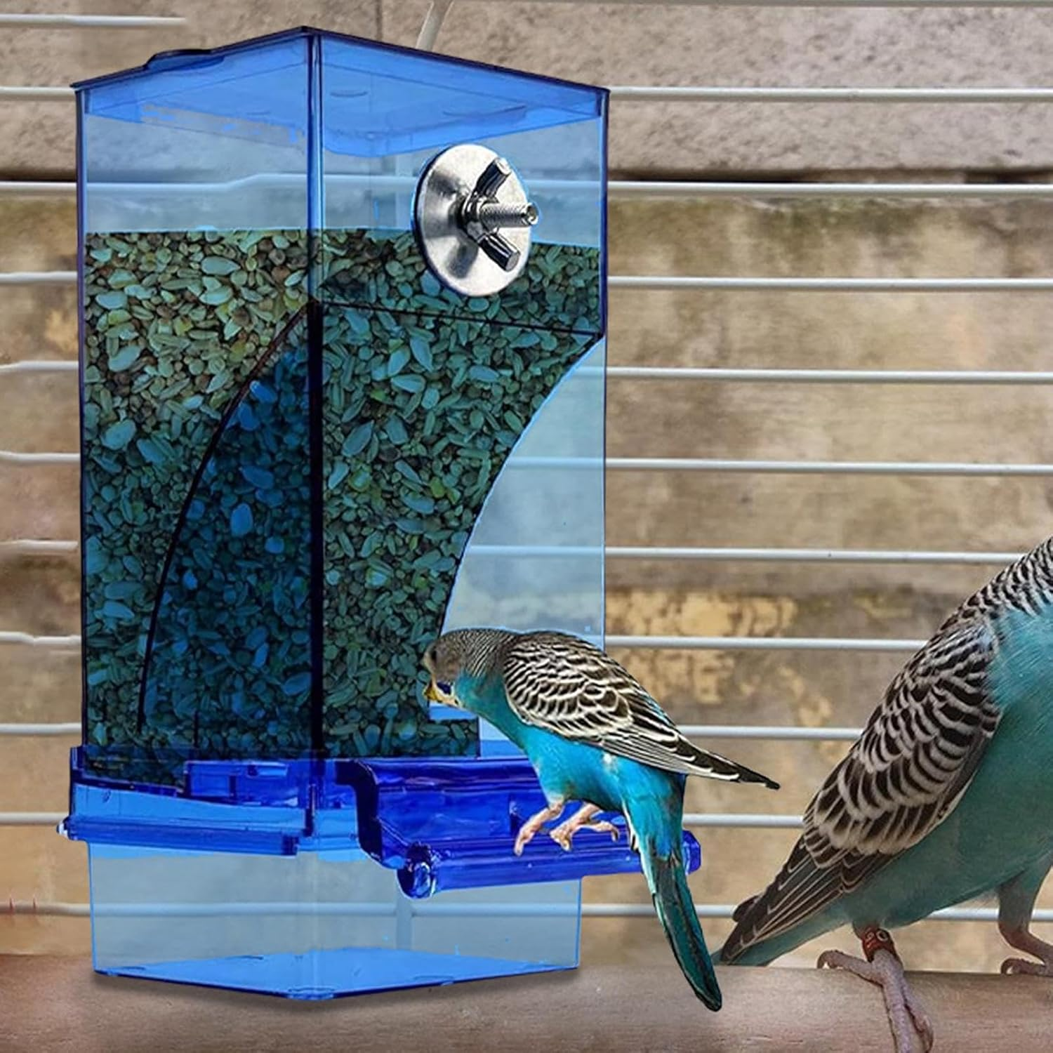 No Bird Feeder for Cage,Automatic Clear Acrylic Parakeet Feeder | Parrot Foraging Feeder for Cockatiel, Bird Cage Accessories for Most Birds Parrots Canaries Cockatoos image number 2