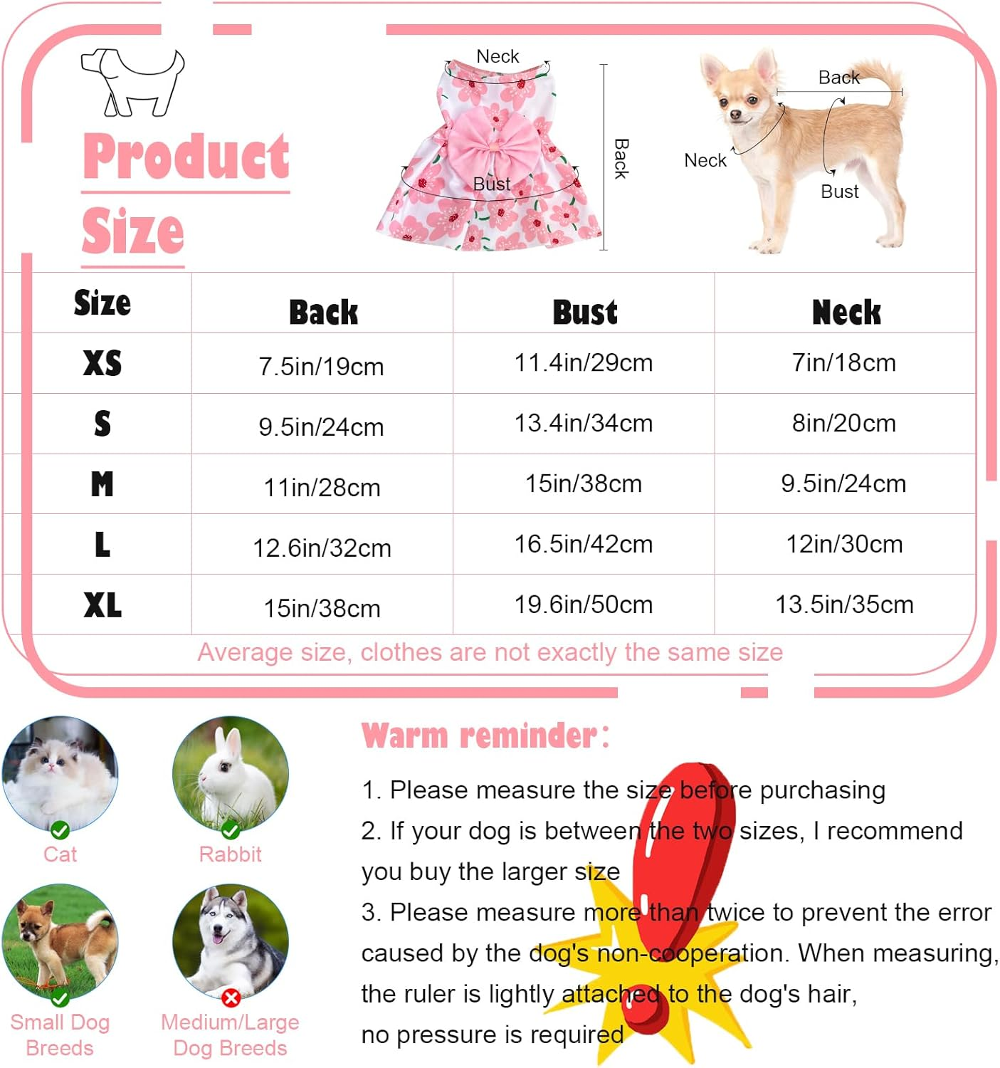 KATOLK 6 Pieces Dog Dresses for Small Dogs Girls, Cute Princess Puppy Kitten Dog Dresses with Flowers and Bowknot for Pet Cats, Small Dogs' Outfits Female Pet Skirts Clothes for Chihuahua Yorkies image number 3