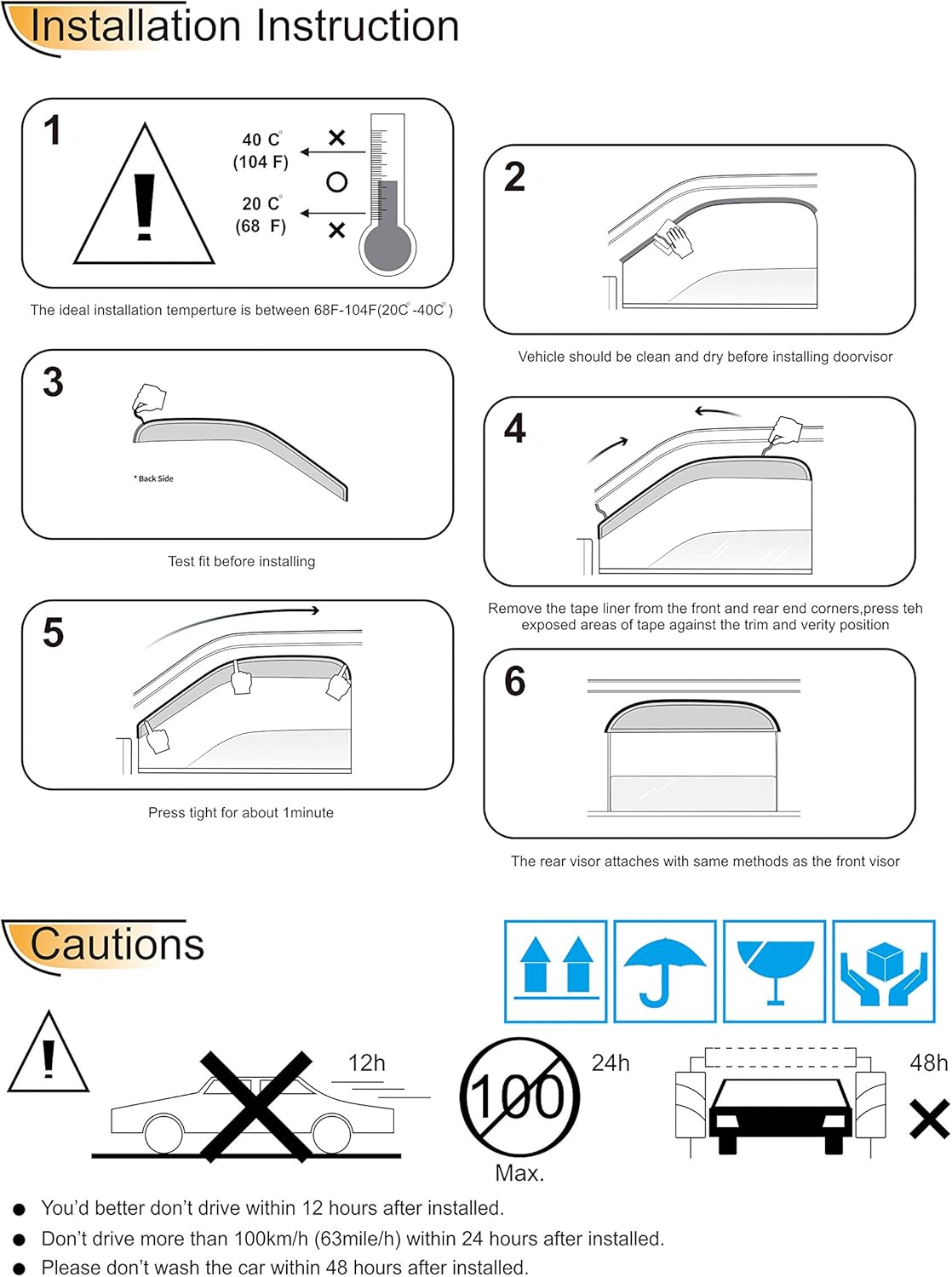 Puermto 94113 Side Window Wind Vent Deflector,4Pcs Out-Channel Tape-On Nice Shade Rain Guards Set,Dark Smoke Window Visors Fit for 1997-2001 Honda CR-V image number 2