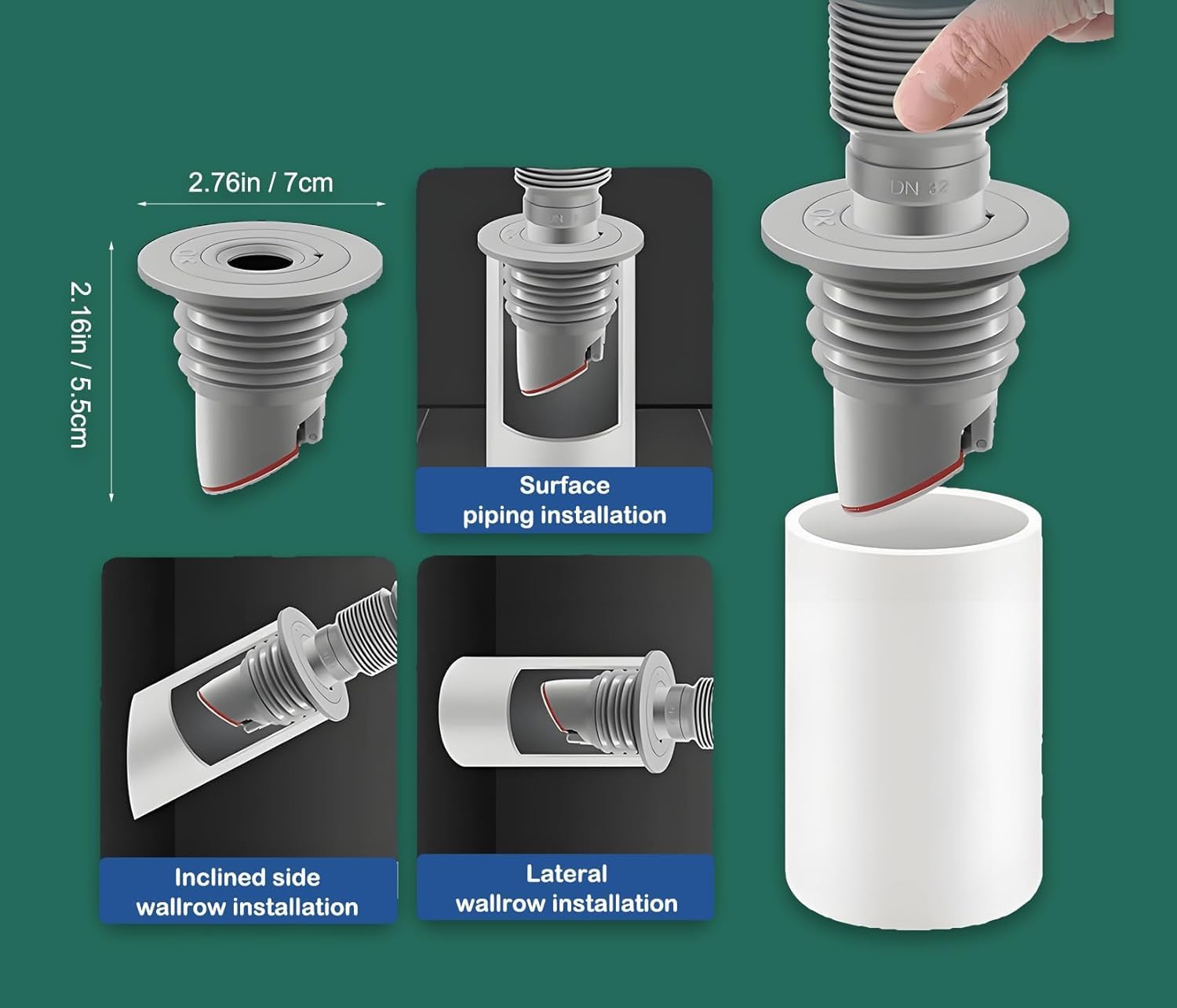 Anti-Odor Floordrainplug Sewerpipeseal Ringsealing Cover,2Pcs Washing Machinedrain Hoseseal,Floor Drainplugsewerpipeseal,Anti-Odor Floordrainsewerdeodorant Cover,Washerdrain Hoseseal