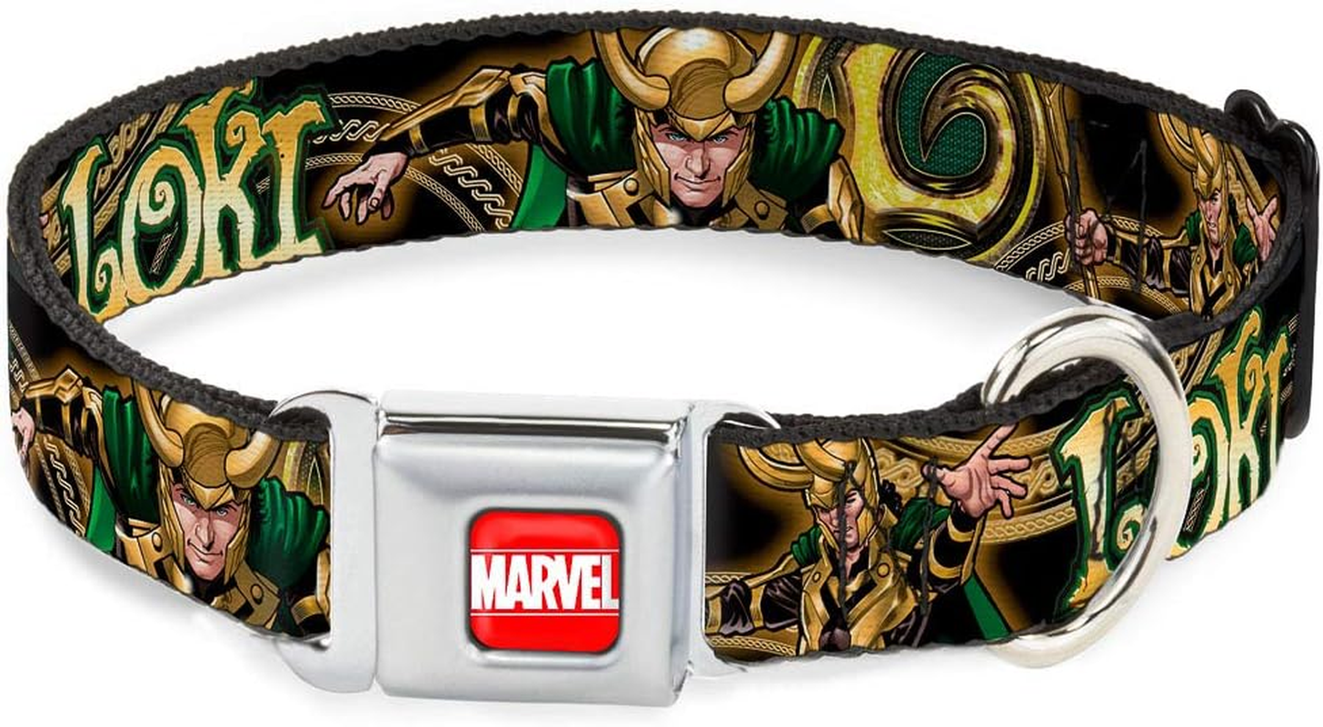 Buckle-Down Seatbelt Buckle Dog Collar - Loki Poses Black/Gold/Green - 1" Wide - Fits 15-26" Neck - Large image number 2