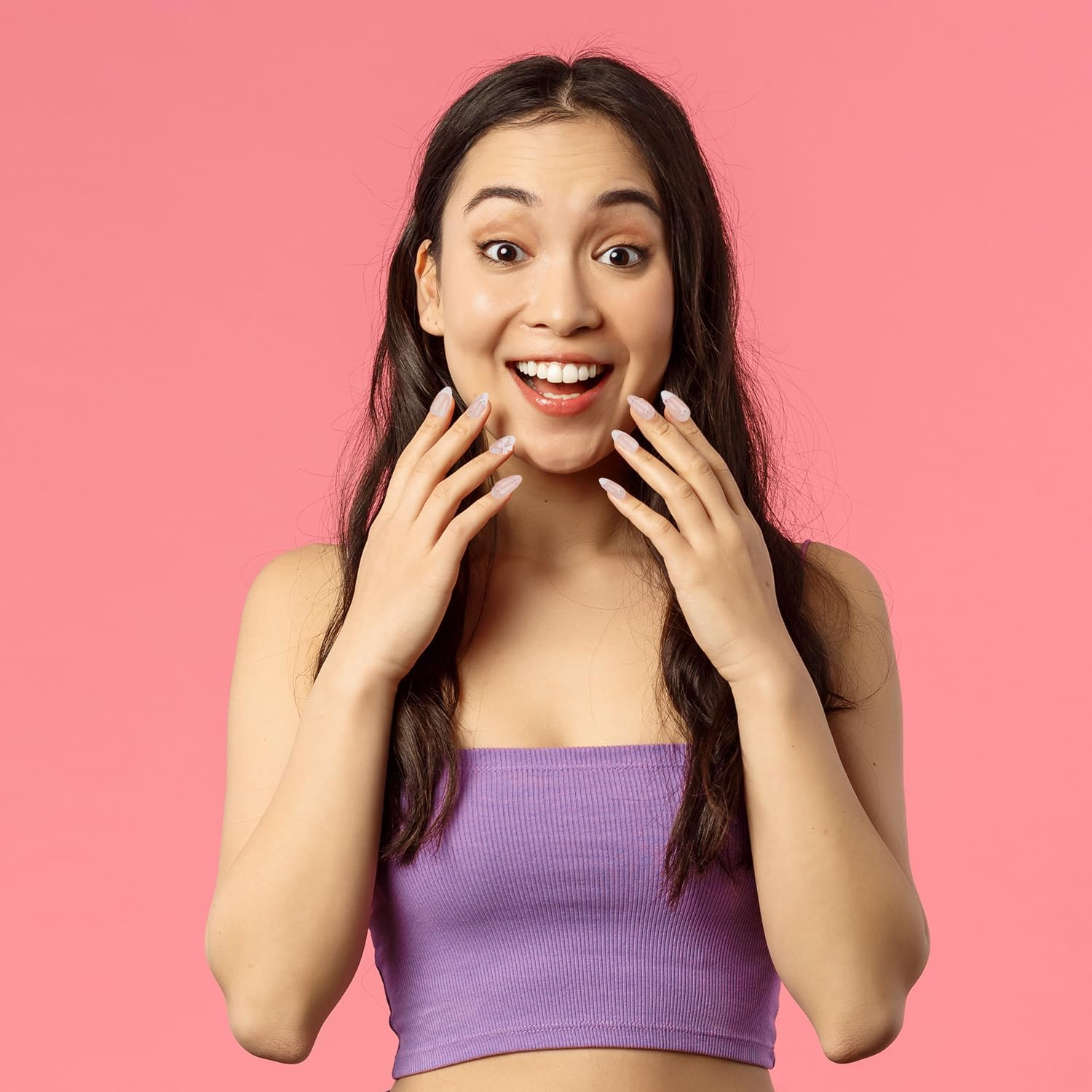 24 Pieces Press on Nails False Nails French Tip Fake Nails Glue on Nails Full Cover Oval Glue on Nails for Women Girls Nail Art Accessories (Style 2) image number 5