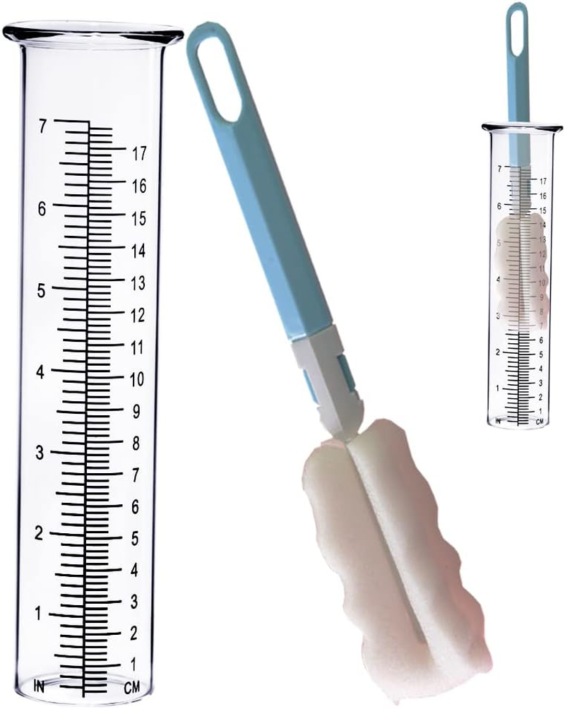 BIUWING 7 Inch Rain Gauge Replacement Tube Glass for Yard Garden and Outdoor Home, with Clean Brush