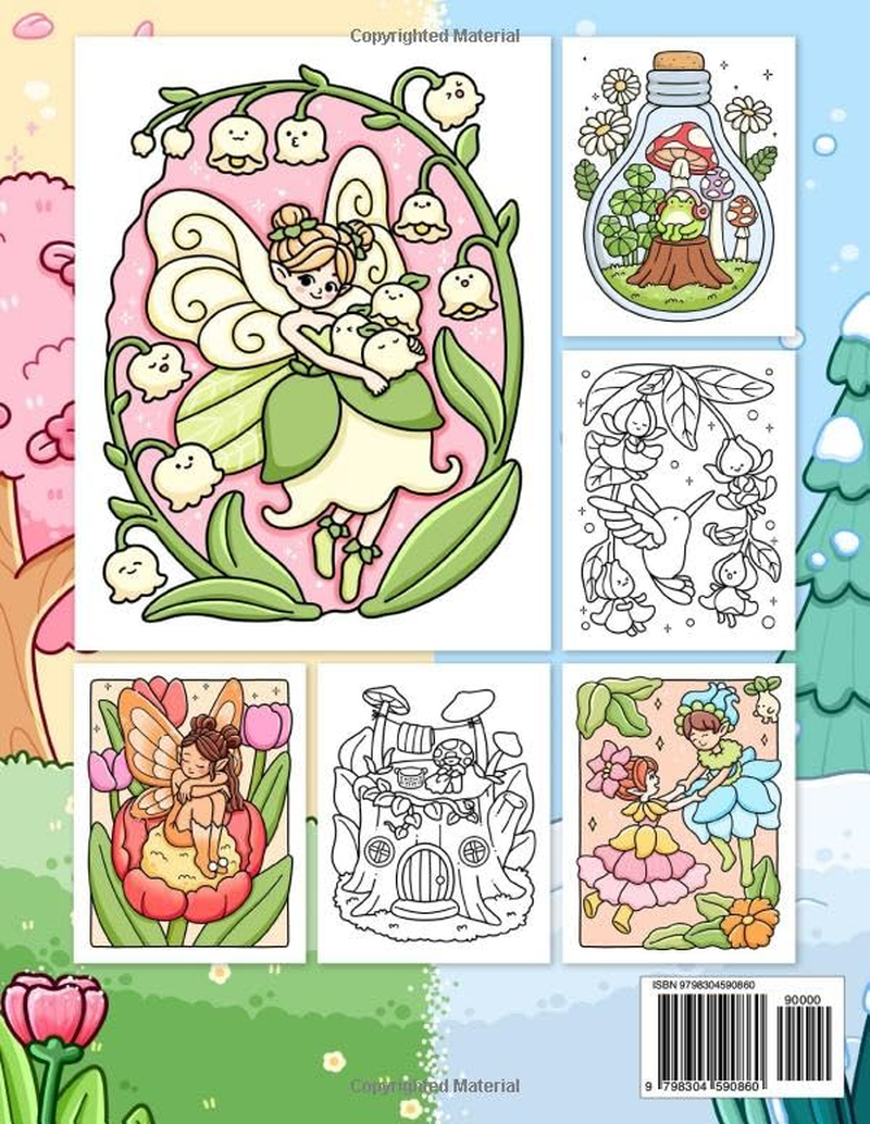 Fresh Glow: Coloring Book for Adults and Teens with Cute and Easy Designs of Charming Fairies and Lovely Sprites Enjoying Spring Moments, Cozy Drawings for Relaxation