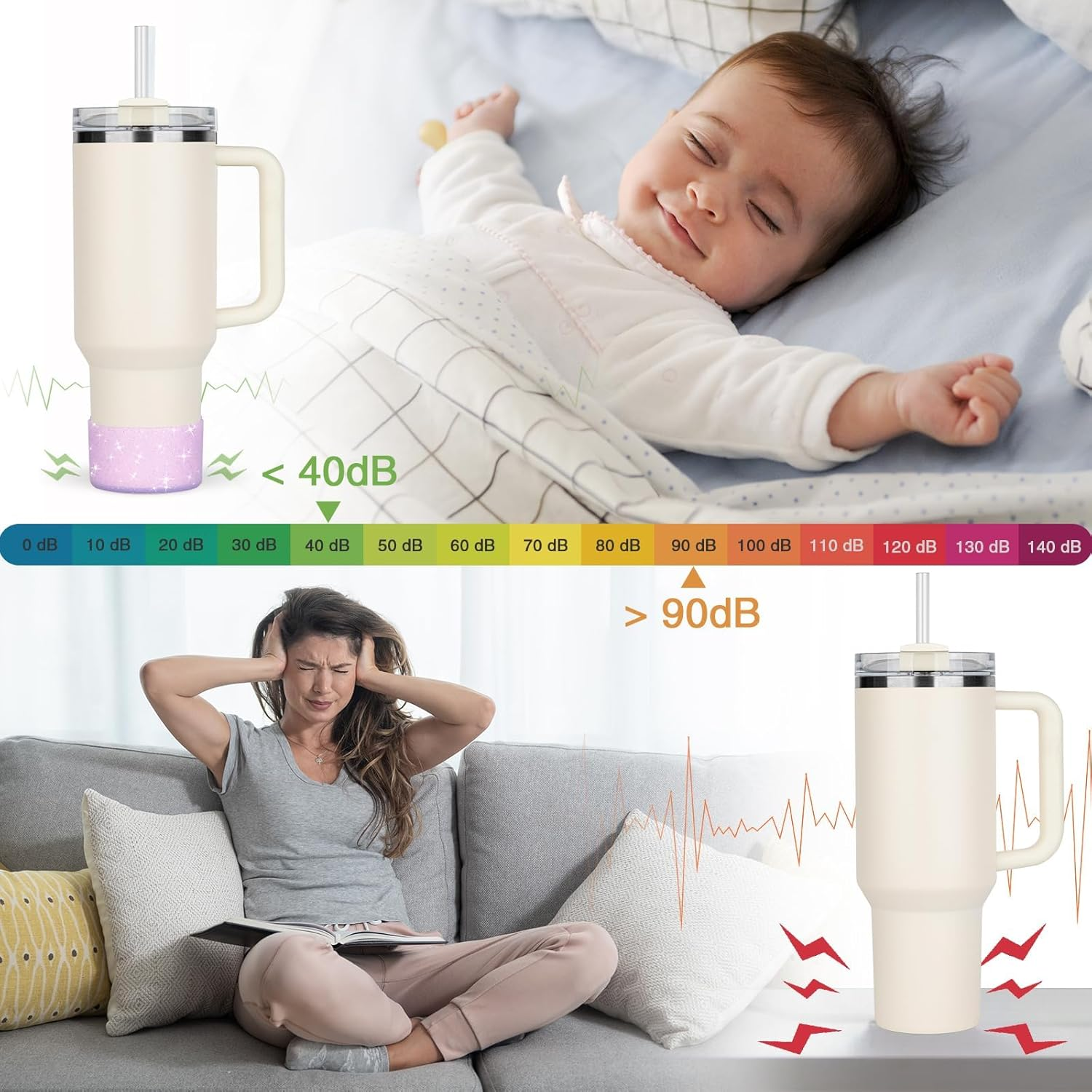 Protective Bling Silicone Boot Sleeve, Compatible with Stanley Tumbler 20-40Oz & Hydro Flask Bottle 12Oz-24Oz, Glitter Reduces Dents Sleeve Cover for Bottles of 2.83-2.95In - Orange image number 4