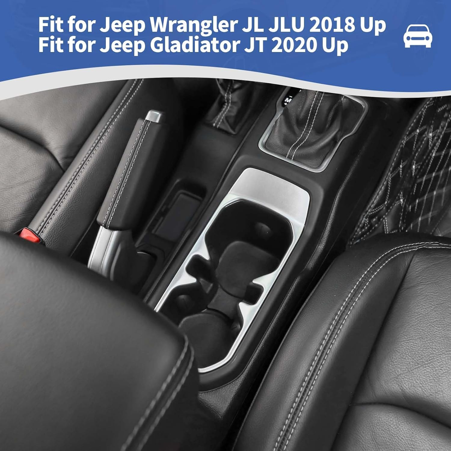 RT-TCZ for Wrangler JL Front Cup Holder Trim Silver for Jeep Wrangler JL JLU Gladiator JT 2018-2024 Silver Interior Accessories