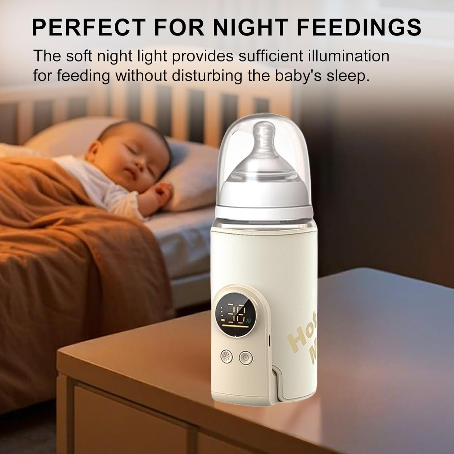 Portable Bottle Warmer, Fast Charging Infant Bottle Warmer, Portable Baby Milk Warmer with LED Display, 6-Speed Temperature Control, 360 Degree Wrap Even Warming, for Home and Outing