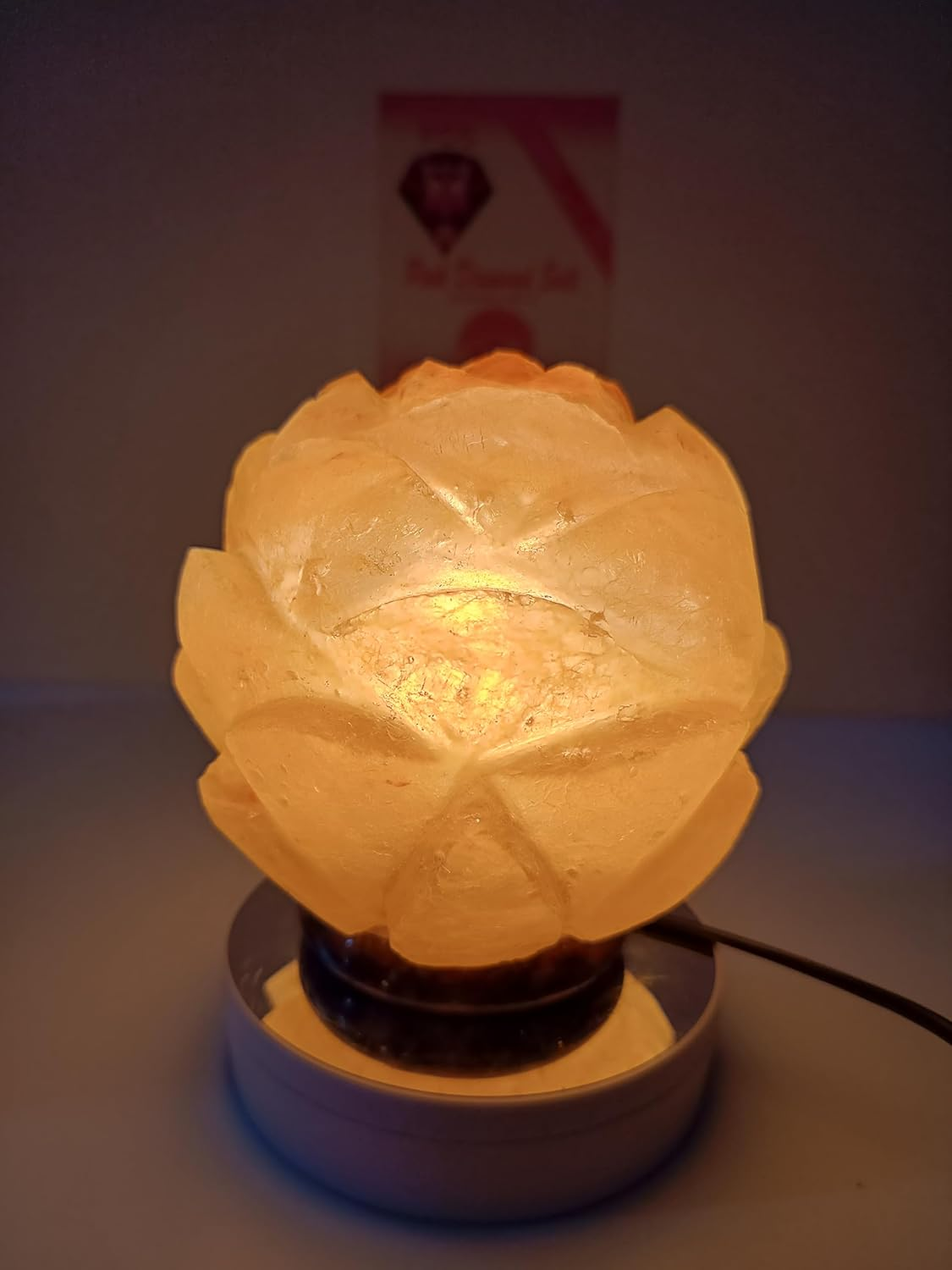3-4 KG Premium Natural Flower Salt Lamp 100% Authentic, Handcrafted from the Foothills of the Himalayas Beautifully Hand Craft Large Flower Comes with Complete Electric Fitting image number 1