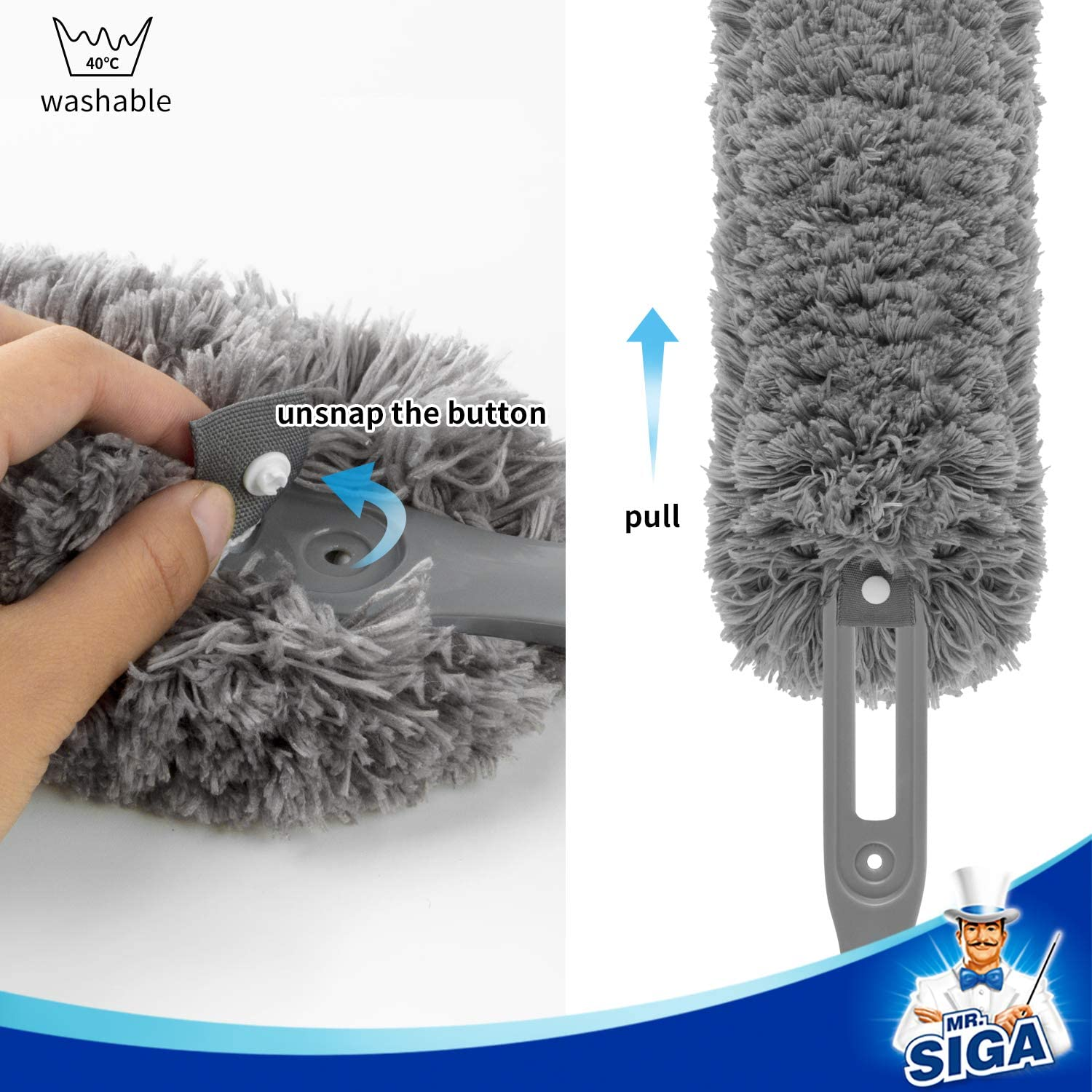 MR.SIGA Lint Free Microfiber Duster Refills, Washable Duster for Household Cleaning, 2 Pack image number 5