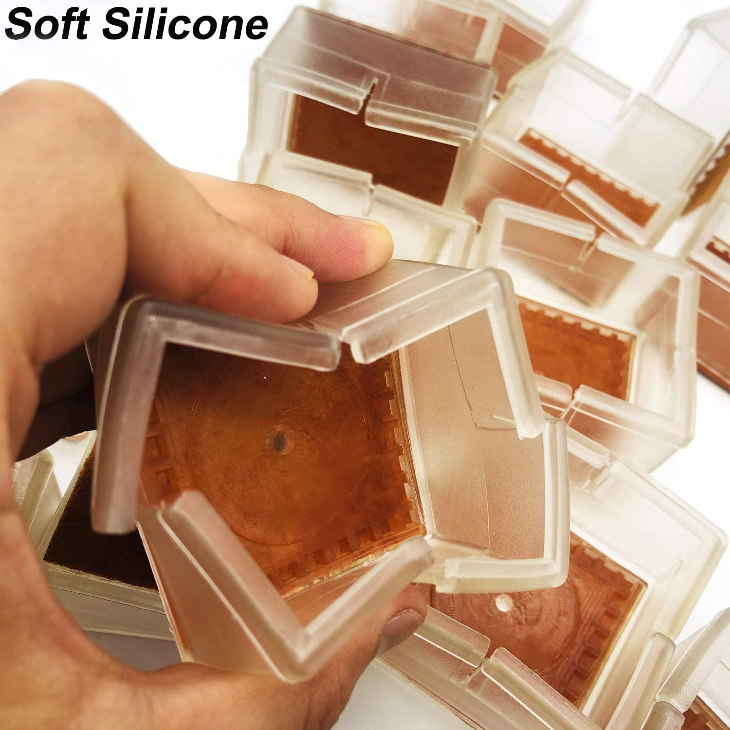 Maydahui 16PCS Square Chair Leg Floor Protectors Silicone Table Furniture Feet Covers Caps Felt Pads Prevents Scratches Fit 1-13/14 to 2-1/6 Inch（49-55Mm） image number 4