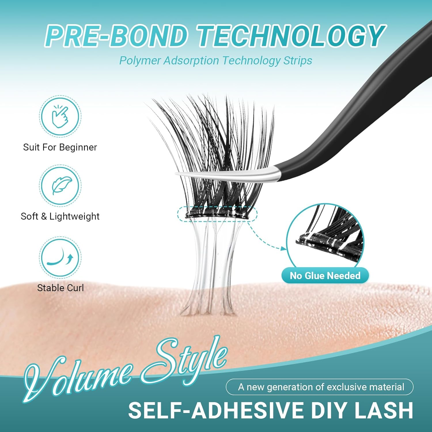 NAGARAKU Self Adhesive DIY Eyelash Clusters 48 Pcs No Glue and Remover Needed One-Step Press on Pre-Glued Self Stick No Damage Reusable Cluster Lashes Volume Style (SA-02, 0.07Mm C Curl 10-16Mm) image number 4