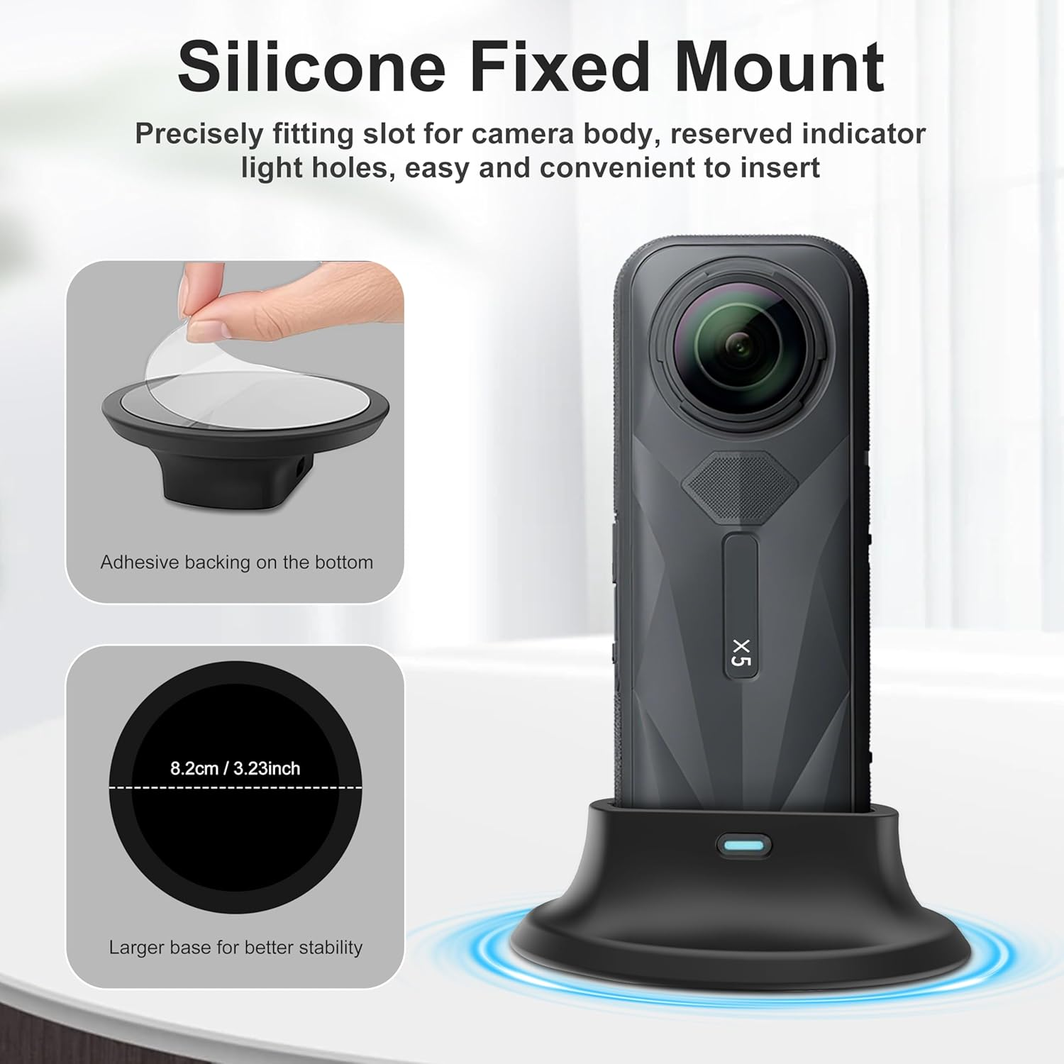 Fitstill Protection Accessories Kit Only for Insta 360 X5 Optical 2PCS Tempered Glass Screen Protector+Rubber Lens Cap+Silicone Rubber Protective Case+Silicone Support Base Mount Insta 360X5 Accessory image number 1