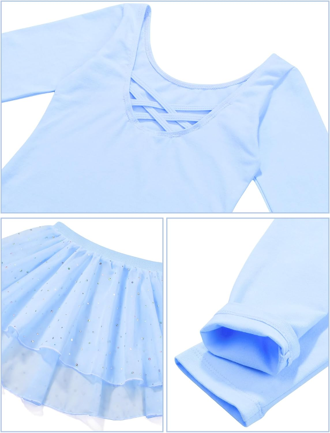 KEOYA Girls Dance Leotards Long Sleeve Ballet Outfits Dance Skirted Leotard Kids Ballet Tutu Dress for 3-11 Years image number 5