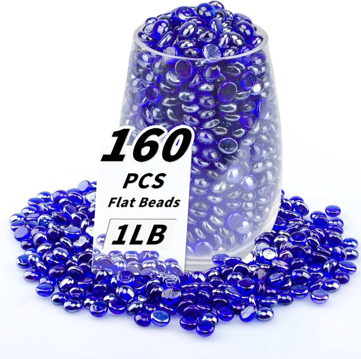 1 LB Purple Flat Glass Beads, 160-180PCS Small Glass Marbles, Mini Flat round Pebbles for Vase Filler and Floral, Fish Tank Rocks Decorative Gemstones for Home and Aquarium D&eacute;cor