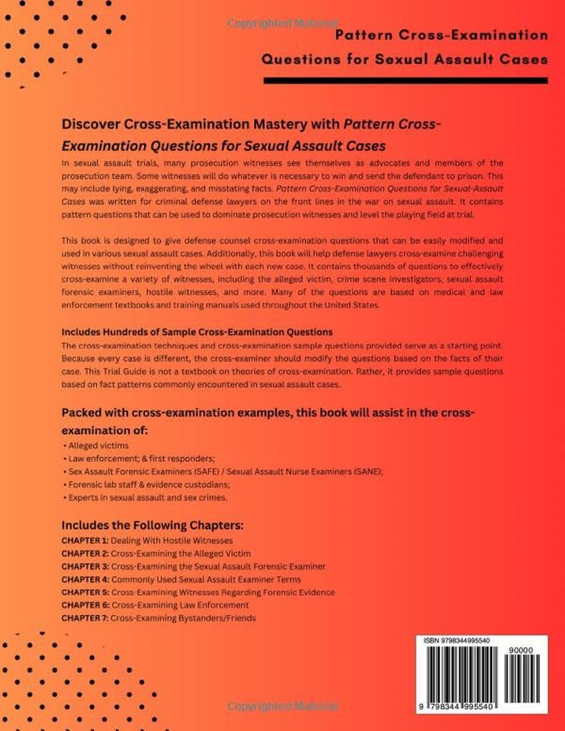 Pattern Cross-Examination Questions for Sexual Assault Cases: a Trial Strategy & Resource Guide image number 1