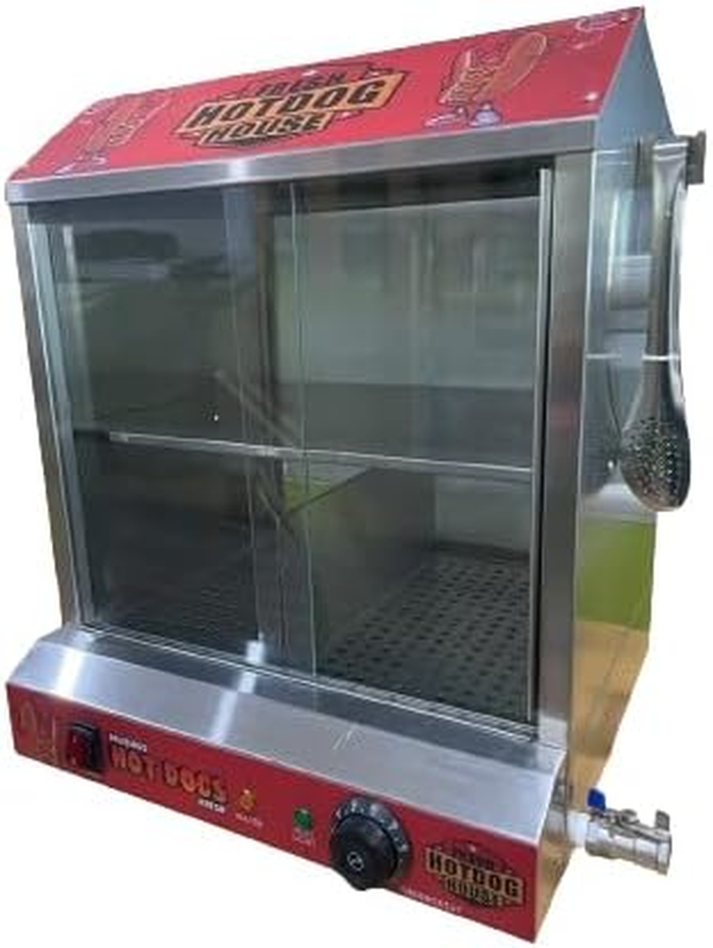 Hot Dog Steamer Bun Warmer Hotdog Display Cabinet Glass Doors Sausage Machine image number 2
