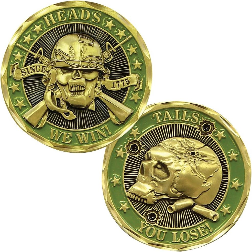Good Luck Heads Tails Challenge Coin，Heads We Win Tails You Lose image number 2