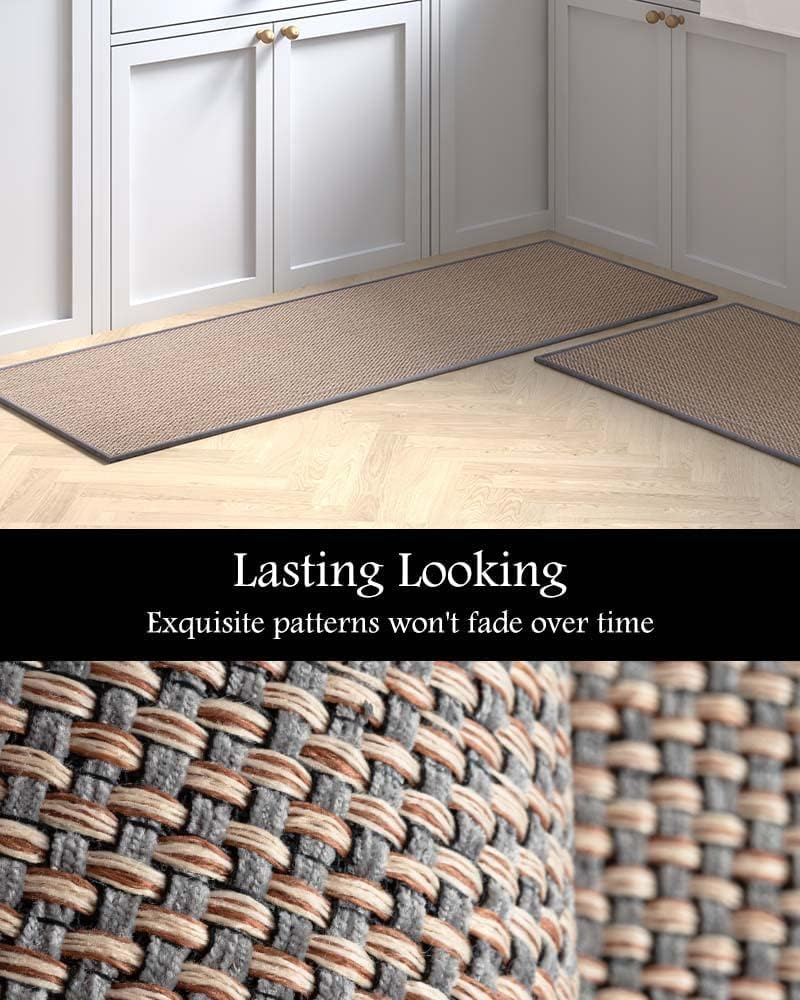 METOY Kitchen Mat Set of 2 PCS, Cushioned Non Slip Rugs for Kitchen Floor, Absorbent Runner Comfort Standing Mats Washable for Kitchen, Office, Home (Grey) - Brown image number 4