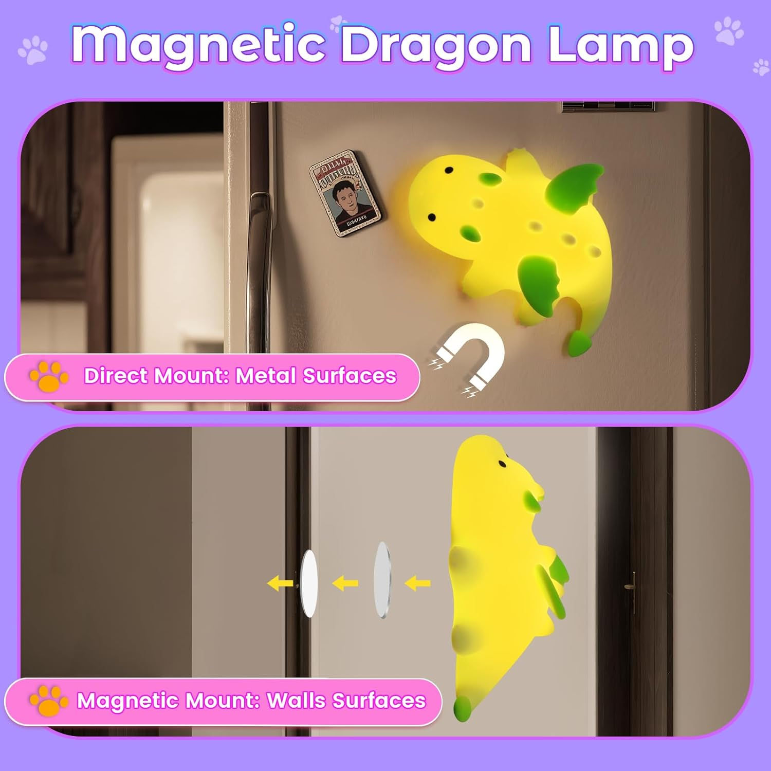 Milk Dragon Night Light Children'S Night Lamp Dimmable Silicone Baby Night Light with Magnetic Function, USB Battery Move Animals Lamp for Children'S Room Girls, Touch Lamp Bedside Table Gifts For image number 3