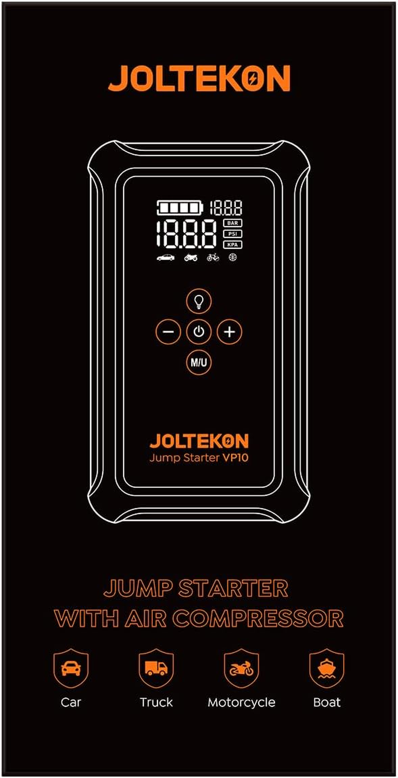 JOLTEKON Car Jump Starter with Air Compressor, 5000A Peak 150PSI Car Battery Jump Starter for All Gas/ 10L Diesel, 12V Car Jumper Starter Power Bank Charger Portable with Display, Emergency Light image number 6