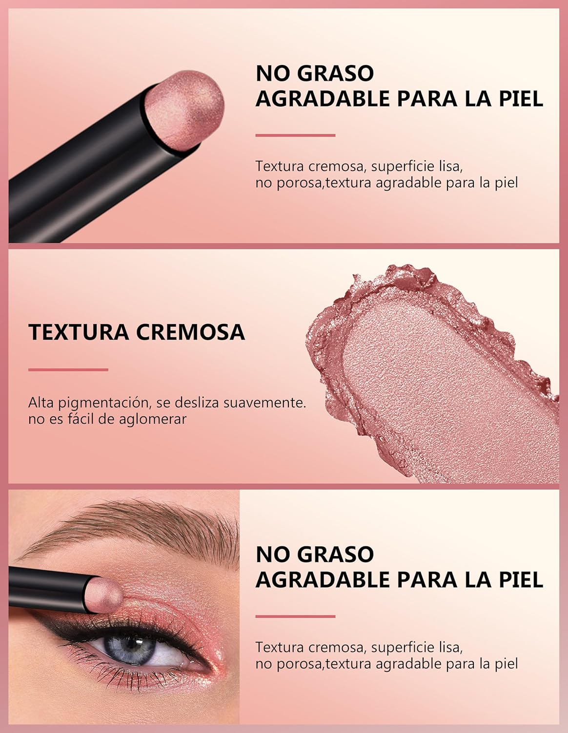 Erinde Shimmer Cream Eyeshadow Stick, Long Lasting Metallic Eye Shadow Sticks, Waterproof Creamy Glitter Eyeshadow Pencil, High Pigmented Blendable Neutral Eye Makeup #E03