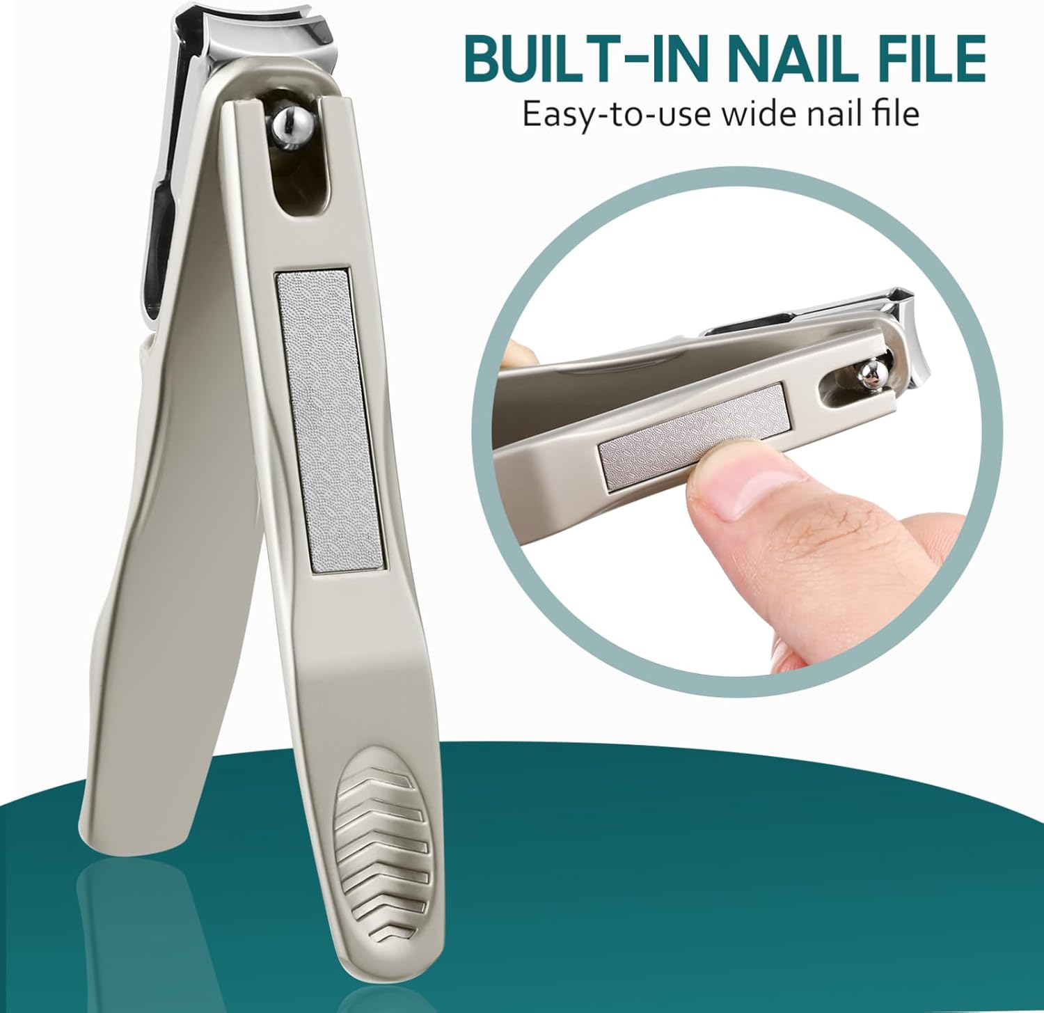 BESPORTBLE Rotatable Nail Clipper, 360-Degree Swivel Nail Trimmer with Leather Case for Men and Women, Silver, 3.74 Inch image number 6