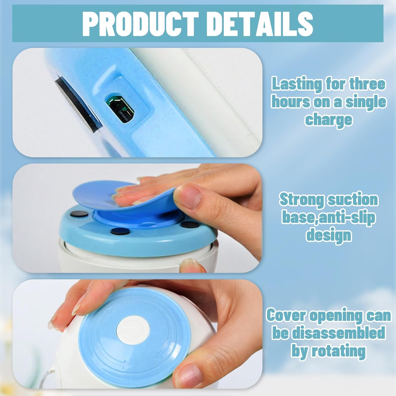 Litinliv Interactive Cat Toy for Indoor Cats, Rechargeable Automatic Feather Wand, 3 Modes Motorized Kitten Toys, Hide and Seek Self-Play Fun, USB Powered, Blue image number 2