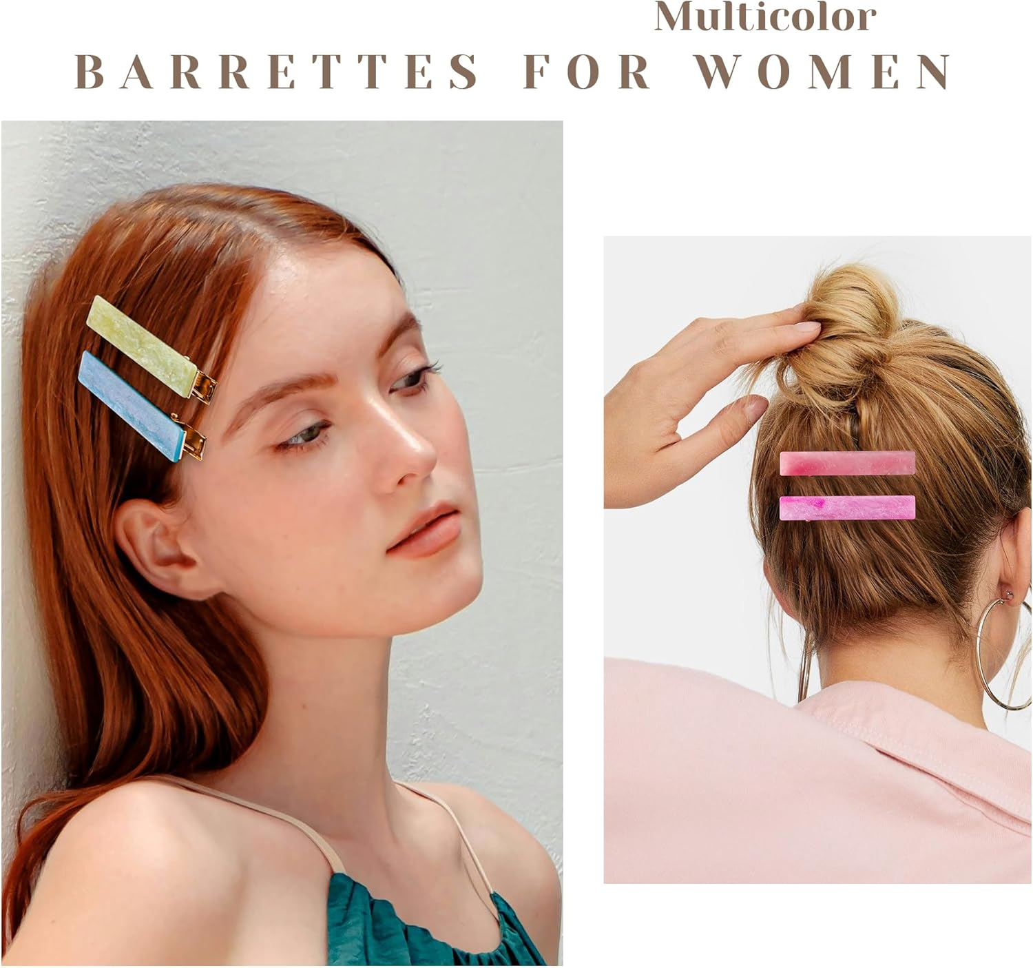 Cptots 12 PCS Acrylic Resin Alligator Barrettes for Women Small Cute Clips for Thick Thin Hair Fashion Decorative Accessories,Sparkling Multicolor