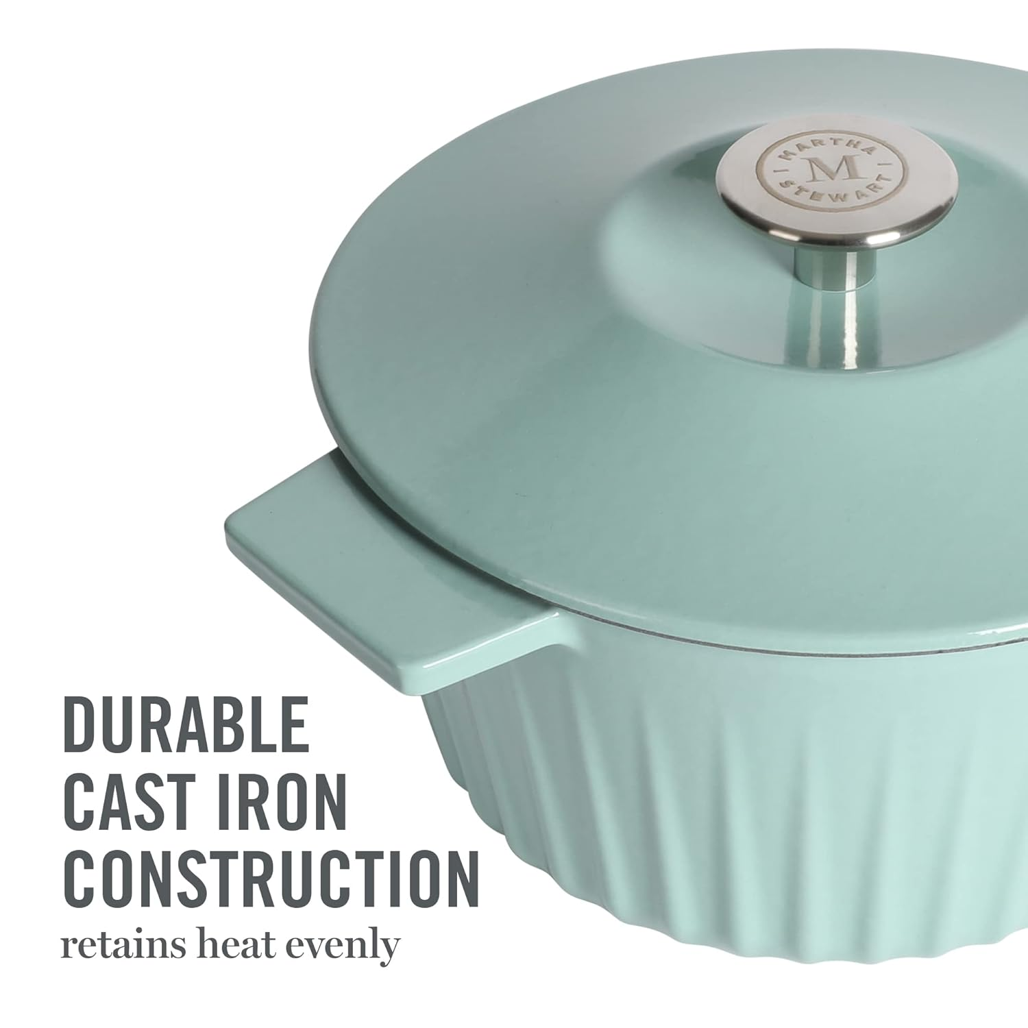 Martha Stewart Eastholm 3-Quart Enameled Cast Iron Dutch Oven - Martha Blue image number 3