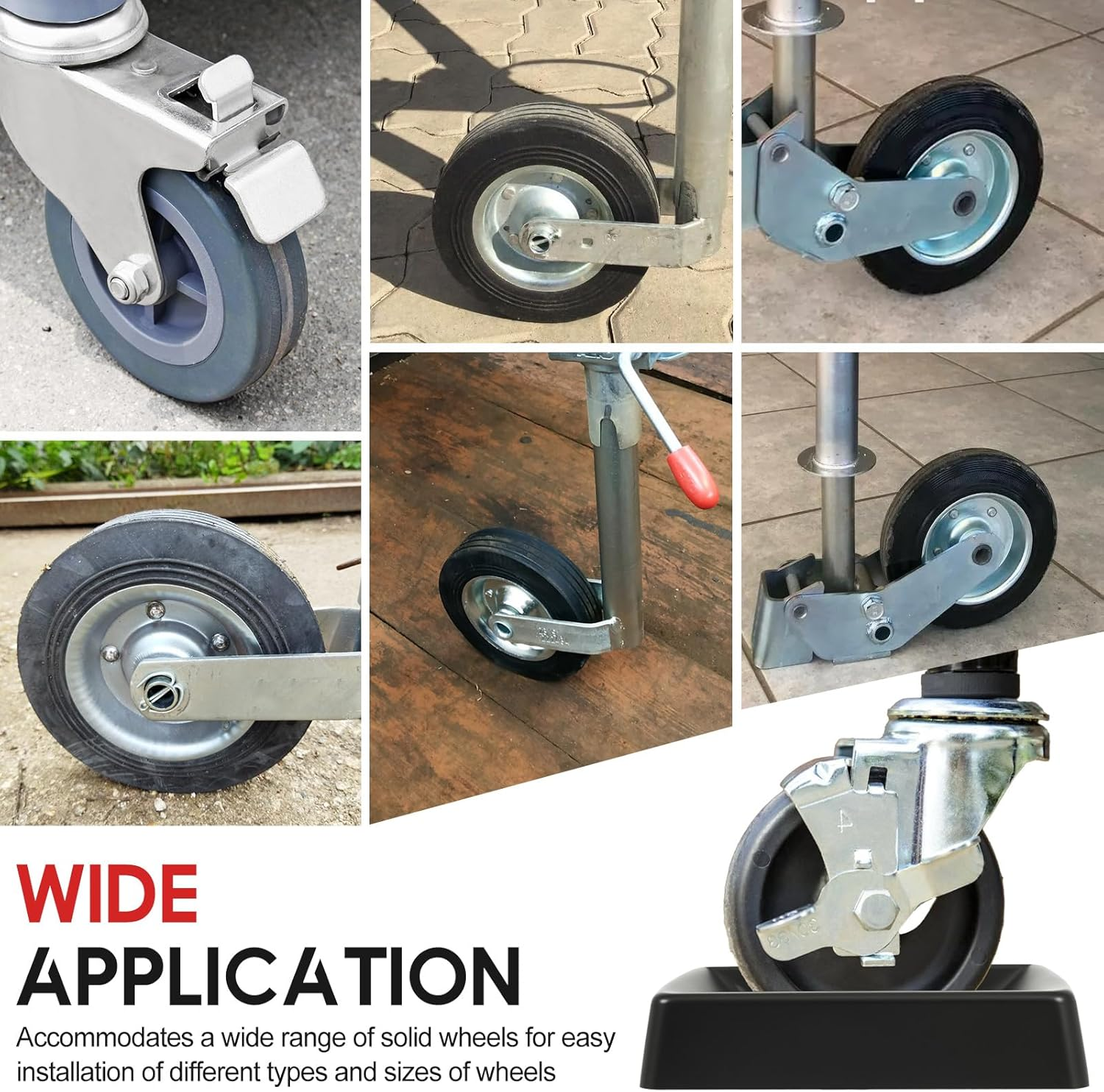 Rubber Jack Wheel Chock Dock Block Heavy Duty Stabilizer with Drain Holes Reusable Secure Fit Easy Installation for Caravans Trailers​..(Black,Large Size) image number 1