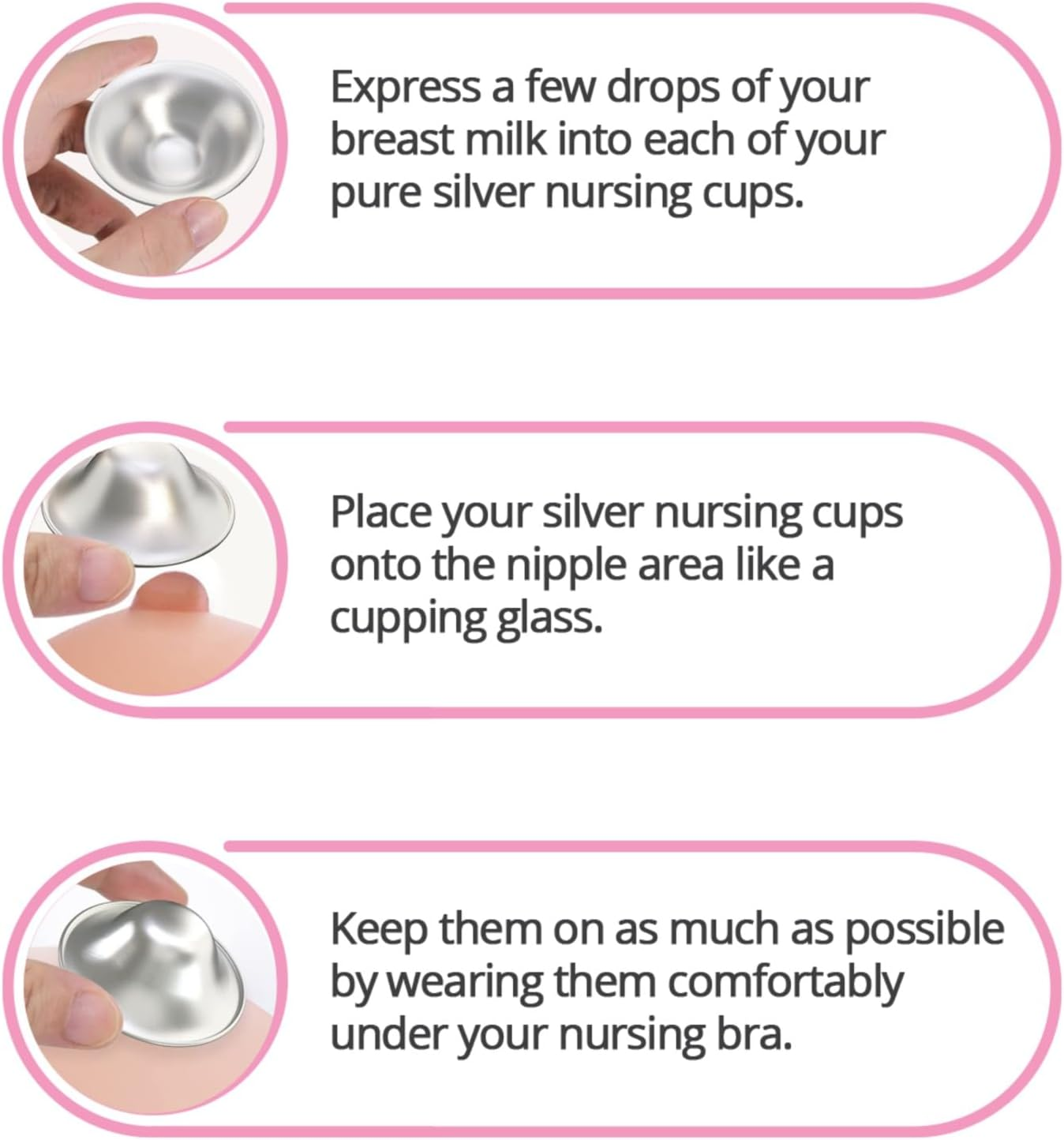 The Original Silver Nursing Cups - Nipple Shields for Nursing Newborn - 100% Pure Silver 999 Carat and Handmade - Nipple Covers Breastfeeding image number 2