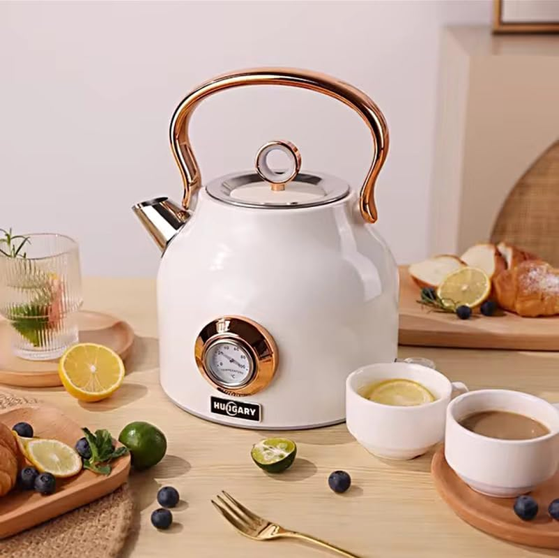 QNA Electric Kettle Temperature Control Kettle Electric Stainless Steel, Hot Water with Temperature Display 1.7 L,1800 W Fast Boiling, Golden Handle Auto Shut-Off (Black) image number 6